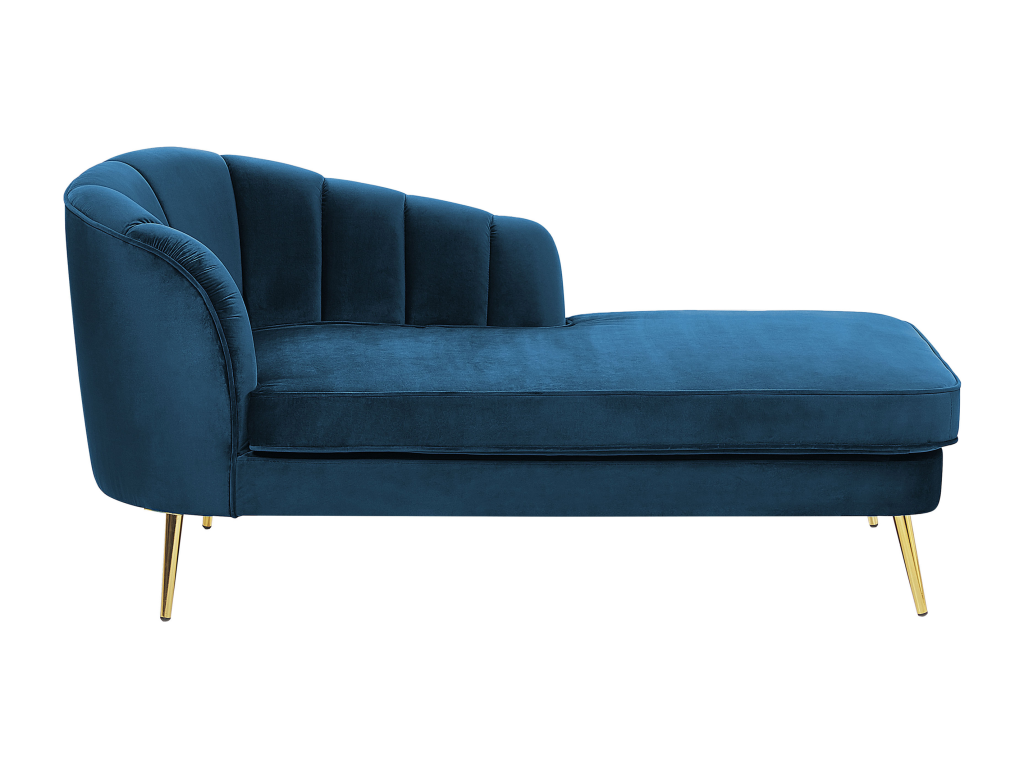 Chaise longue de terciopelo azul marino/dorado izquierdo ALLIER