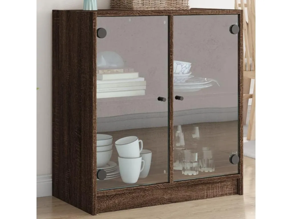 Armario auxiliar puertas de vidrio marrón Jmmhogar 68x37x75.5 cm