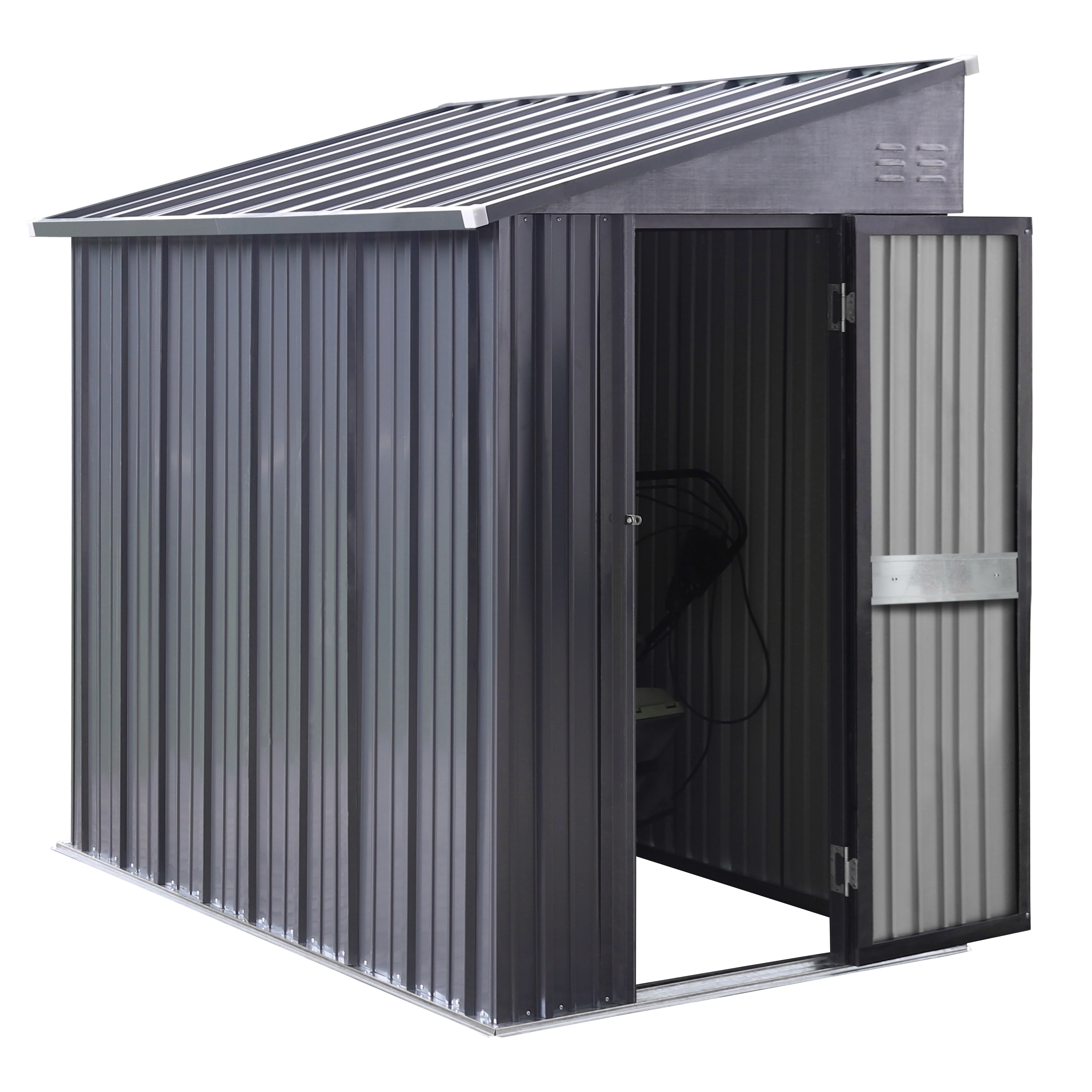VEIKOUS Outdoor 8' x 4' Storage Lean-to Shed 8' x 4' w/Lockable Sliding Door and Vents for Backyard, Patio & Lawn, Grey - Image 12