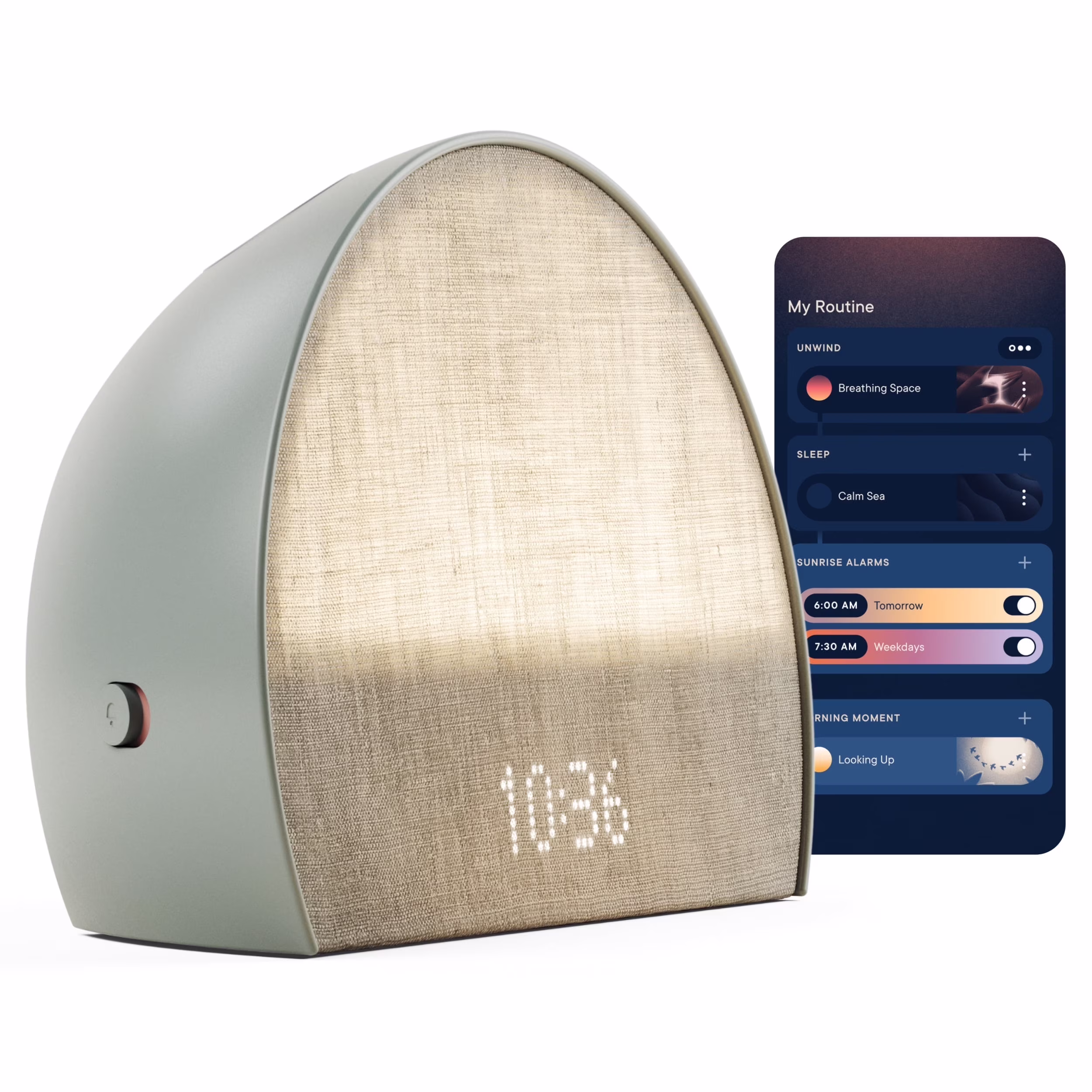 Hatch Restore 2 Sunrise Alarm Clock, Sound Machine, Smart Light (Putty) -?Your Bedside Sleep Guide, White Noise, Custom Sleep Routines, Dimmable Clock, Deep Sleep, Gentle Alarm, Wake Up Rested - Image 3