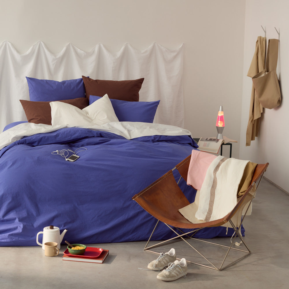 Housse de couette en percale de coton - Bleu Néon
