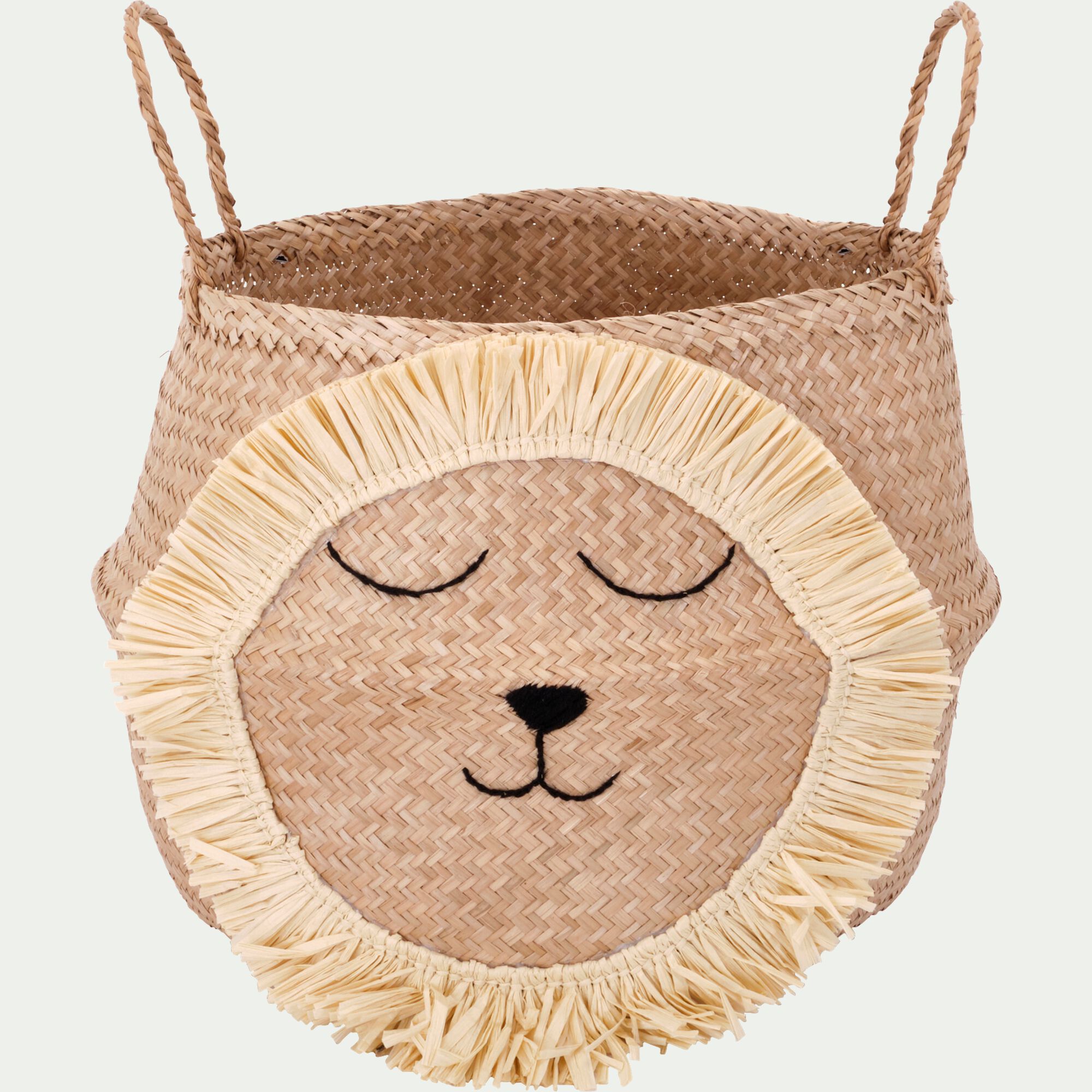 SIMBA - Panier de rangement lion en jonc de mer D40cm - naturel