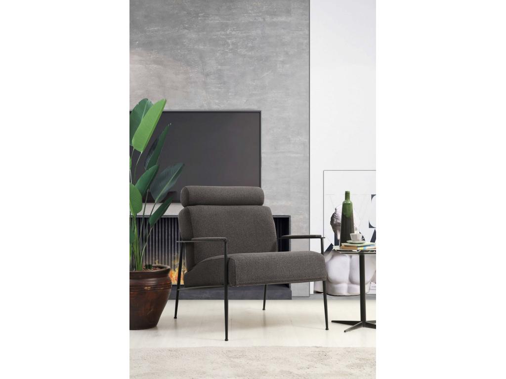 Sillón Altadena 519, Gris, 90x80x75cm, Tapiz, Patas: Metal
