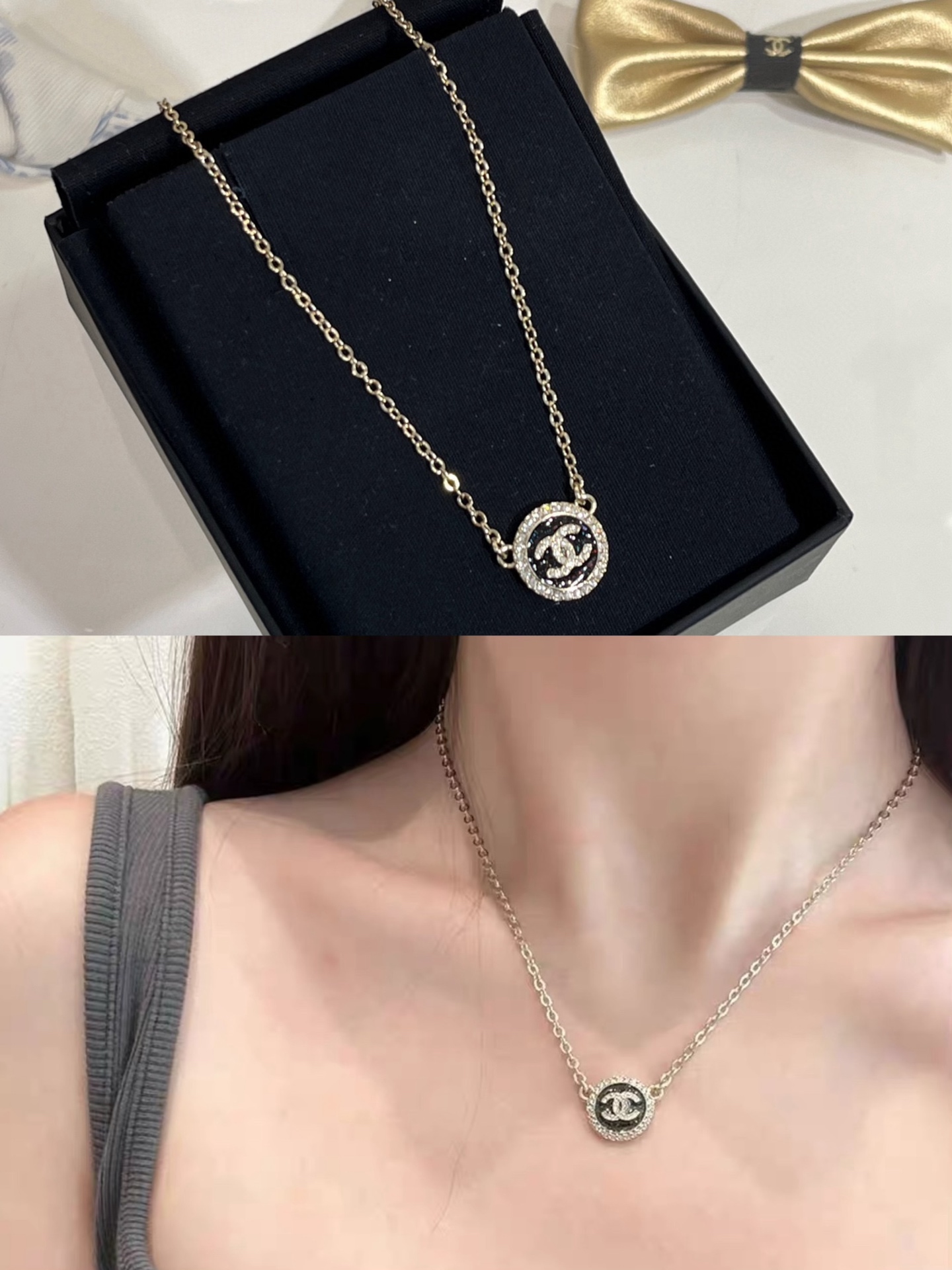 Chanel Diamond CC Round Pendant Necklace - Original Replica Club