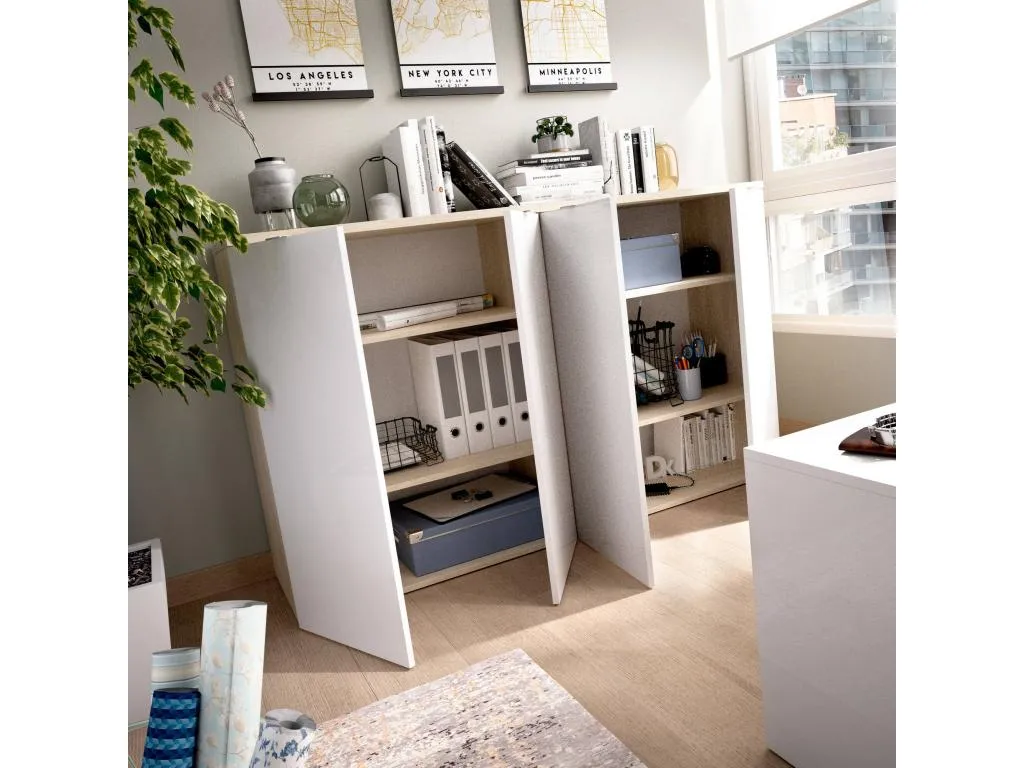 Armario multiusos Banakdecoracion Mueble bajo multifuncional Mueble con 2 puertas 79x40h96 cm Blanco y Banakdecoracion 67337TYVO