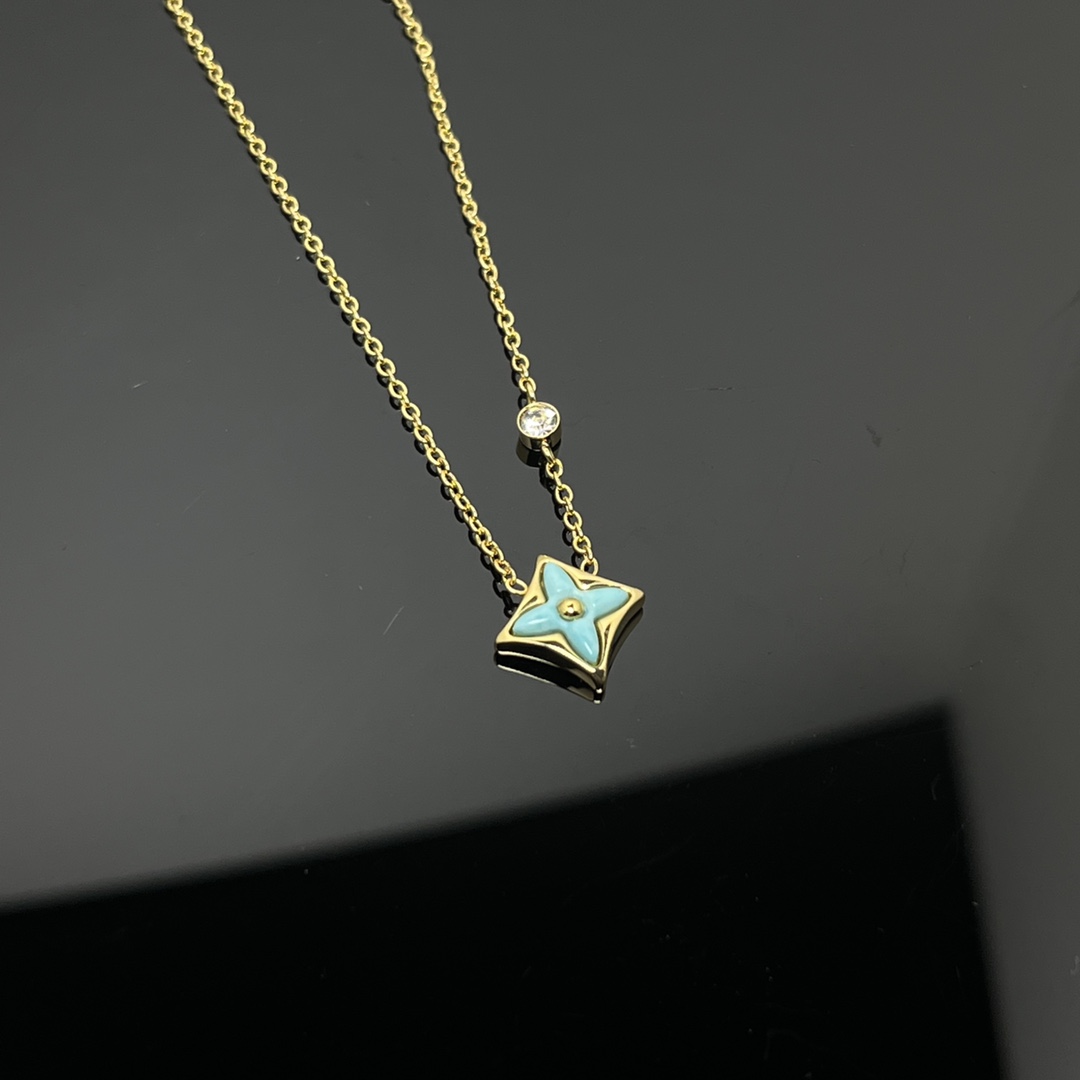 Louis Vuitton Blue Amazonite BB Star Pendant Necklace - Original Replica Club
