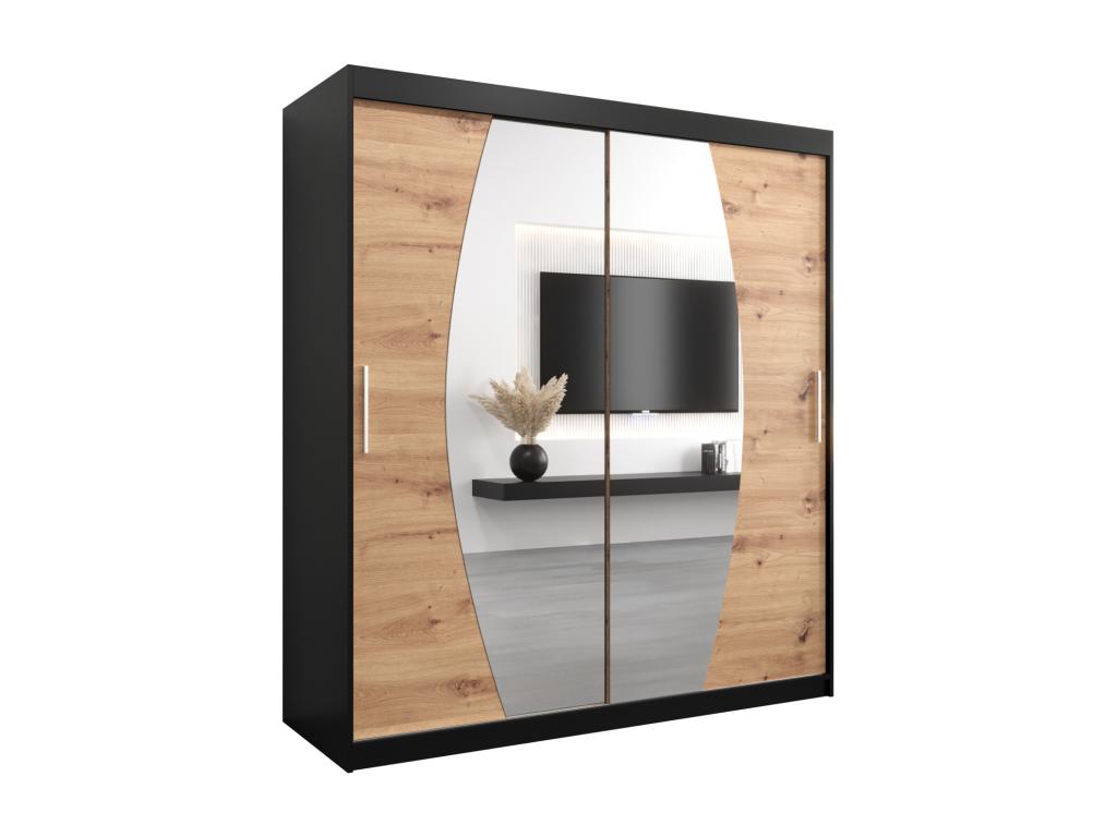 Armario Nestliq de puertas correderas 200/180/62 2 puertas negro/artisan
