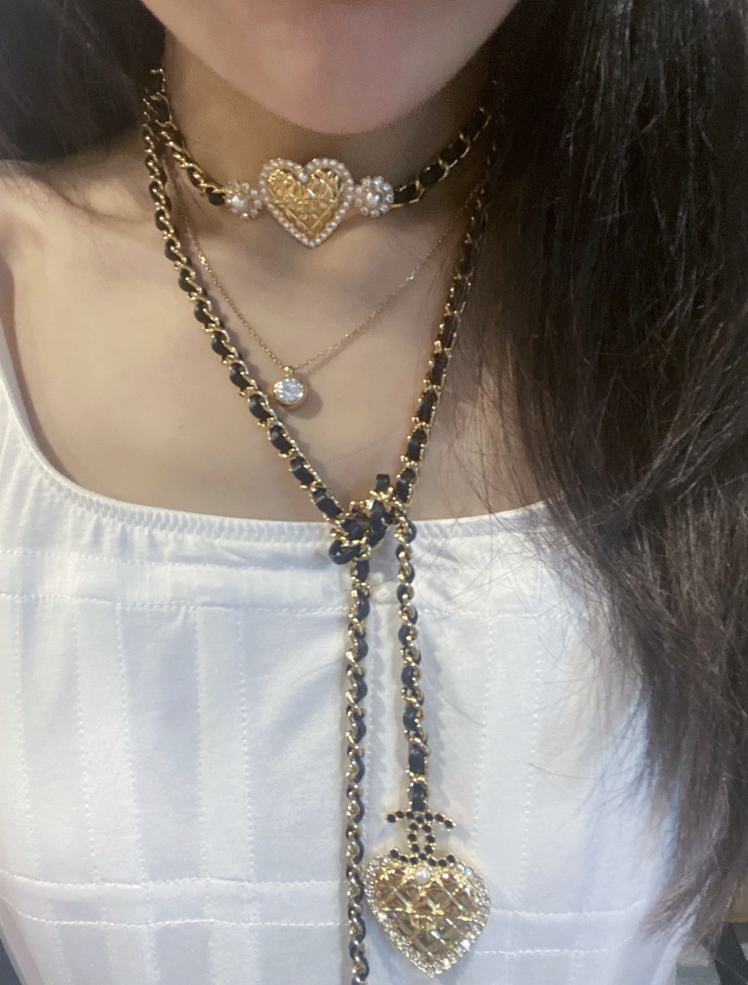 Chanel Leather Chain Love Heart Choker Necklace - Original Replica Club