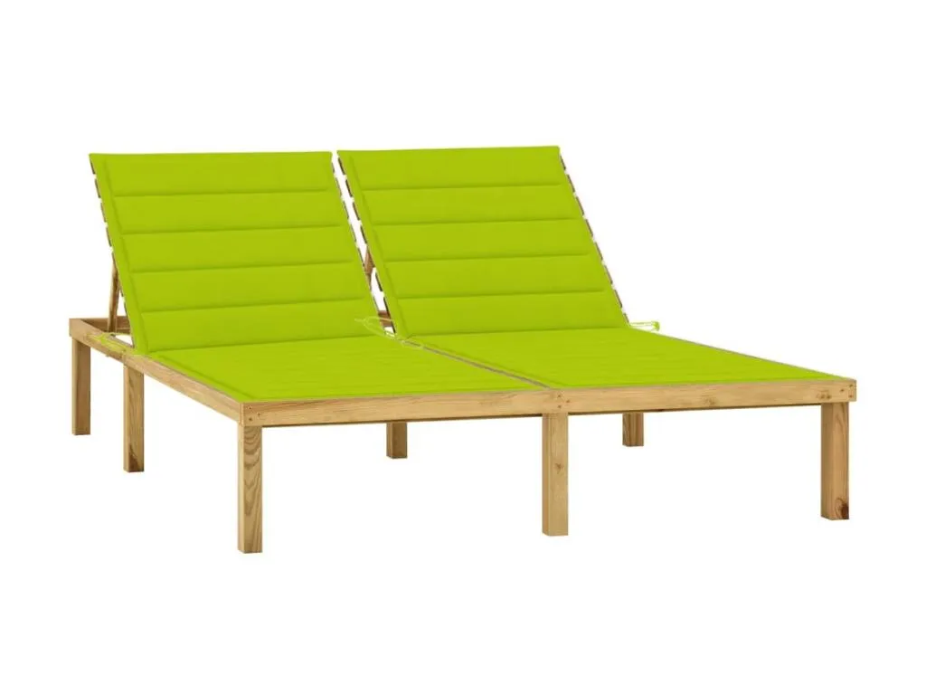 Sillón doble y cojines verde vivo Madera de pino impregnada