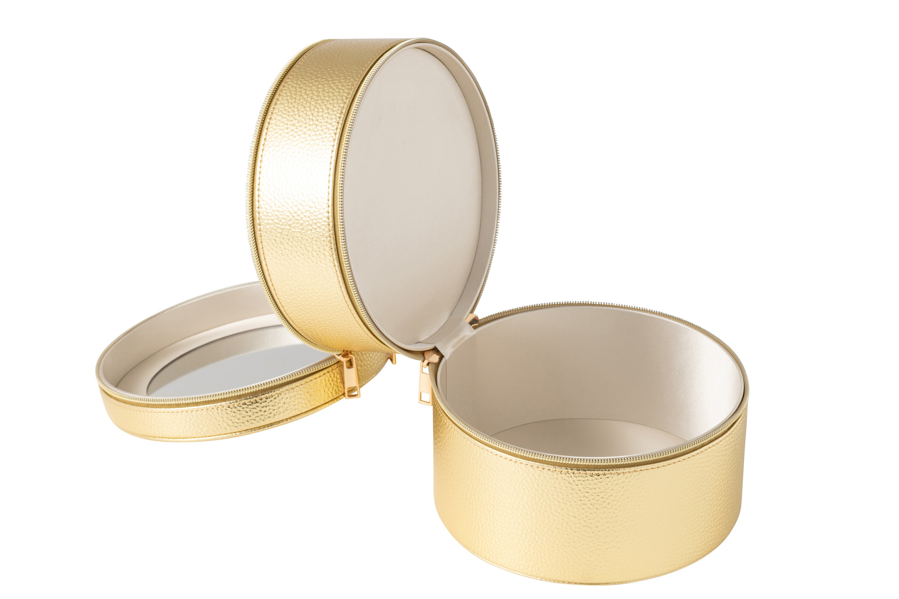 J-Line toilettas Rond + spiegel - karton kunstleder - goud