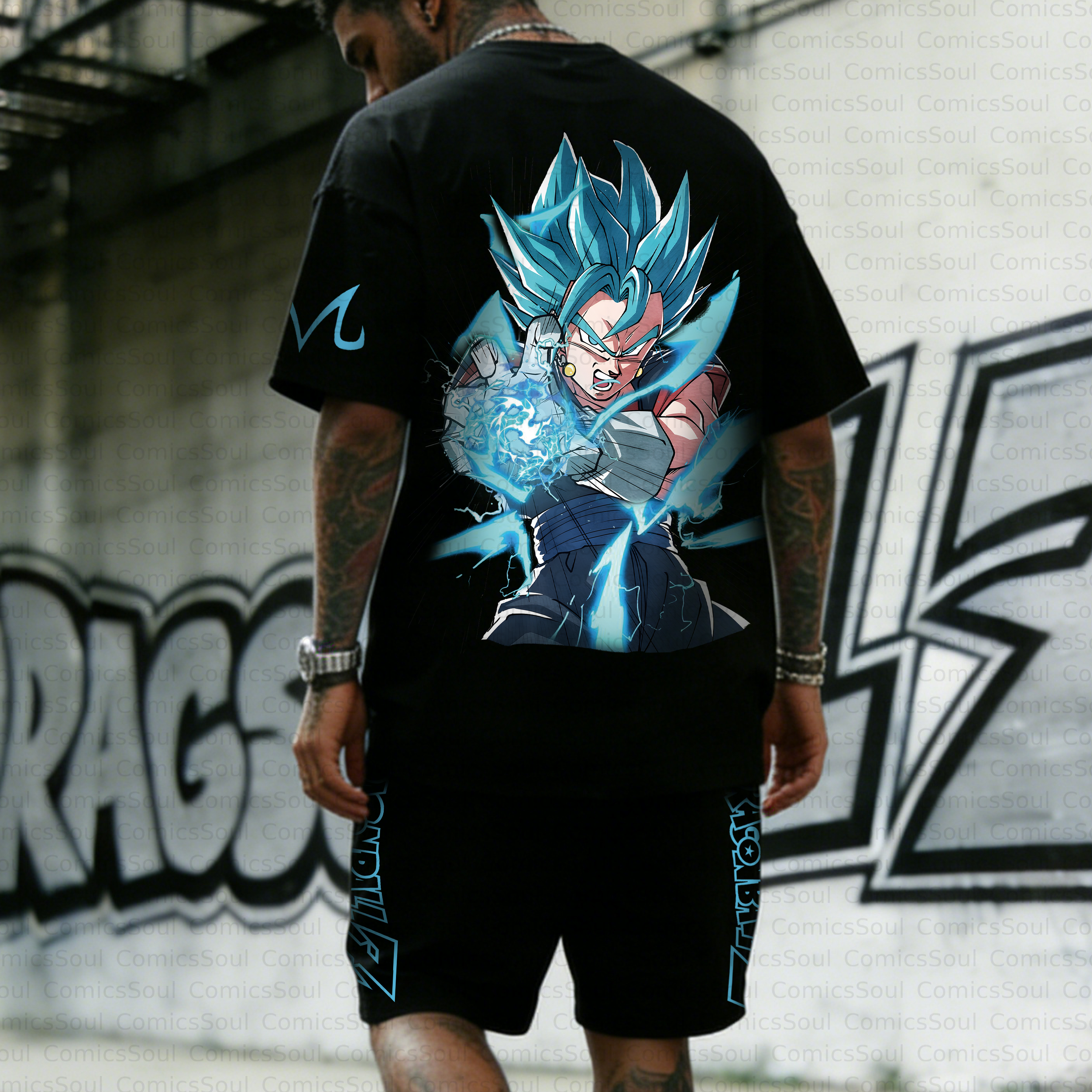 Unisex Anime Inspired Vintage T-shirt& Shorts 2 Pieces Set