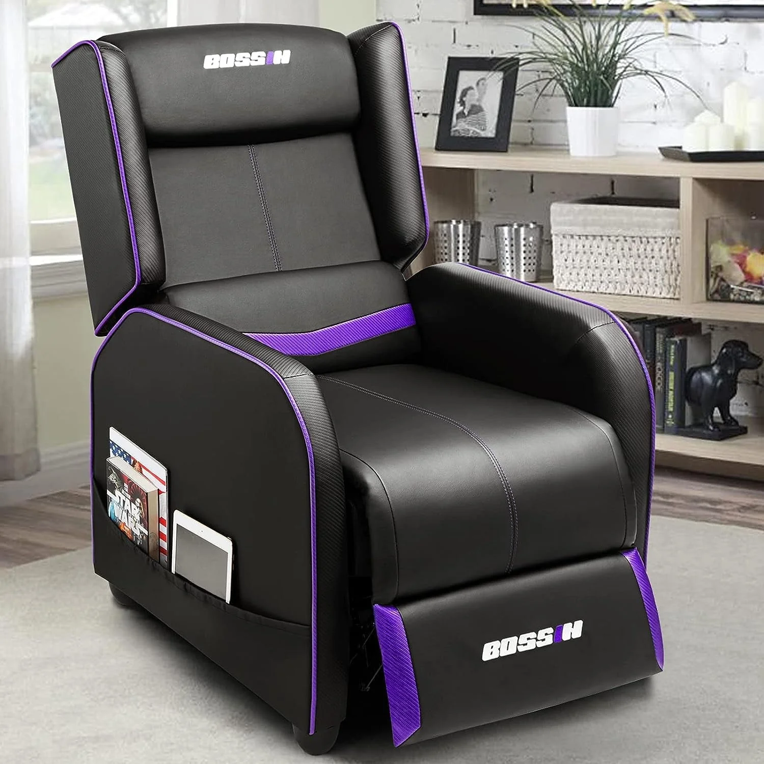 PUKAMI Gaming Recliner Chair for Adults 400lbs Racing Style Sofa Big and Tall PU Leather Recliner Seating Modern Ergonomic Lounge Recliner Chair Comfortable Home Movie Theater for Living Room - Image 7