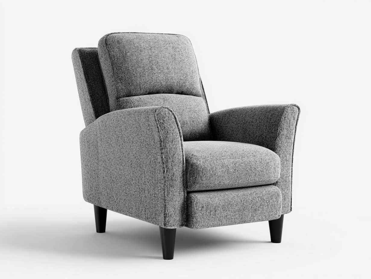 Sillón tapizado en tela – gris – estilo moderno