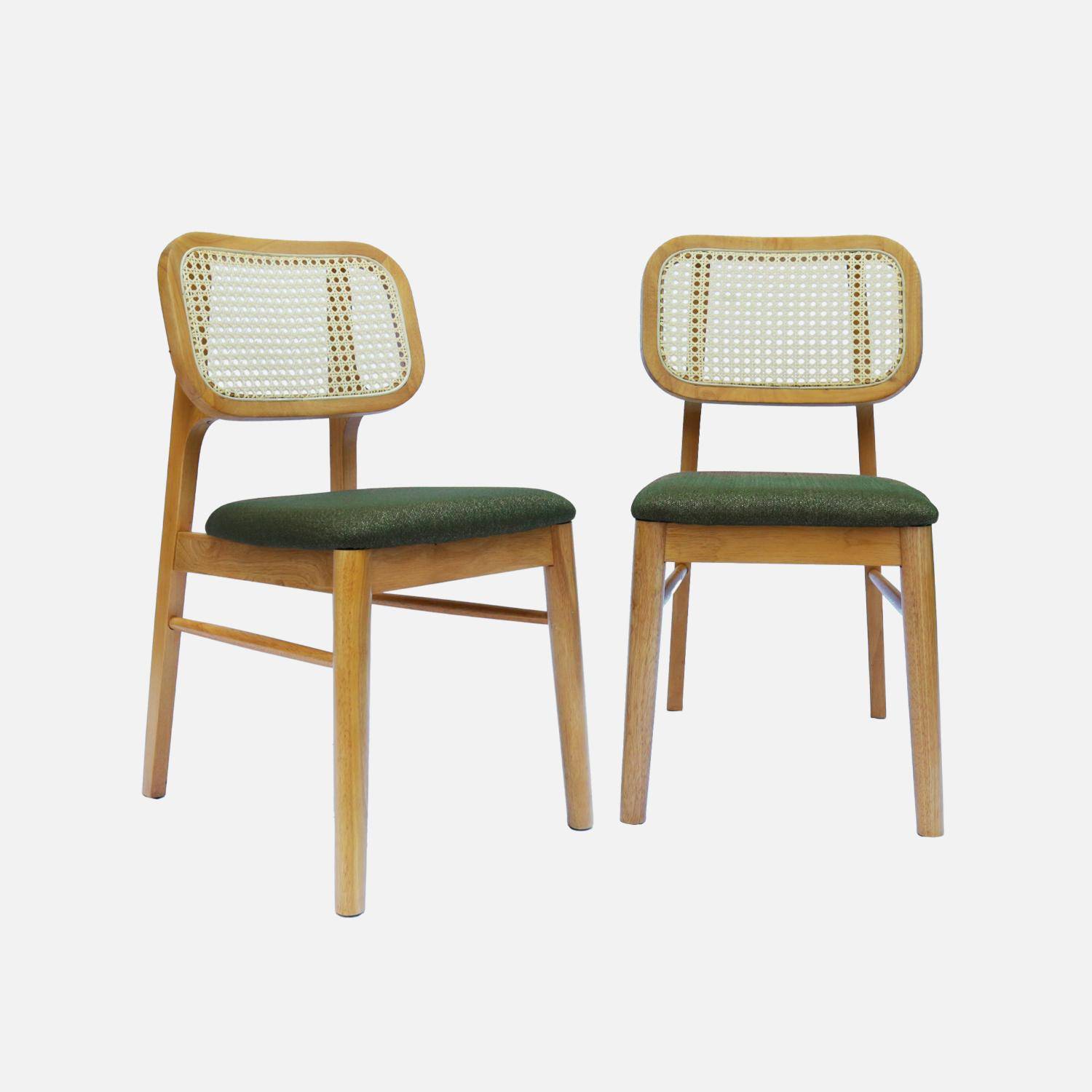 Mani - Silla bohemia de madera de hevea y rejilla, set de 2