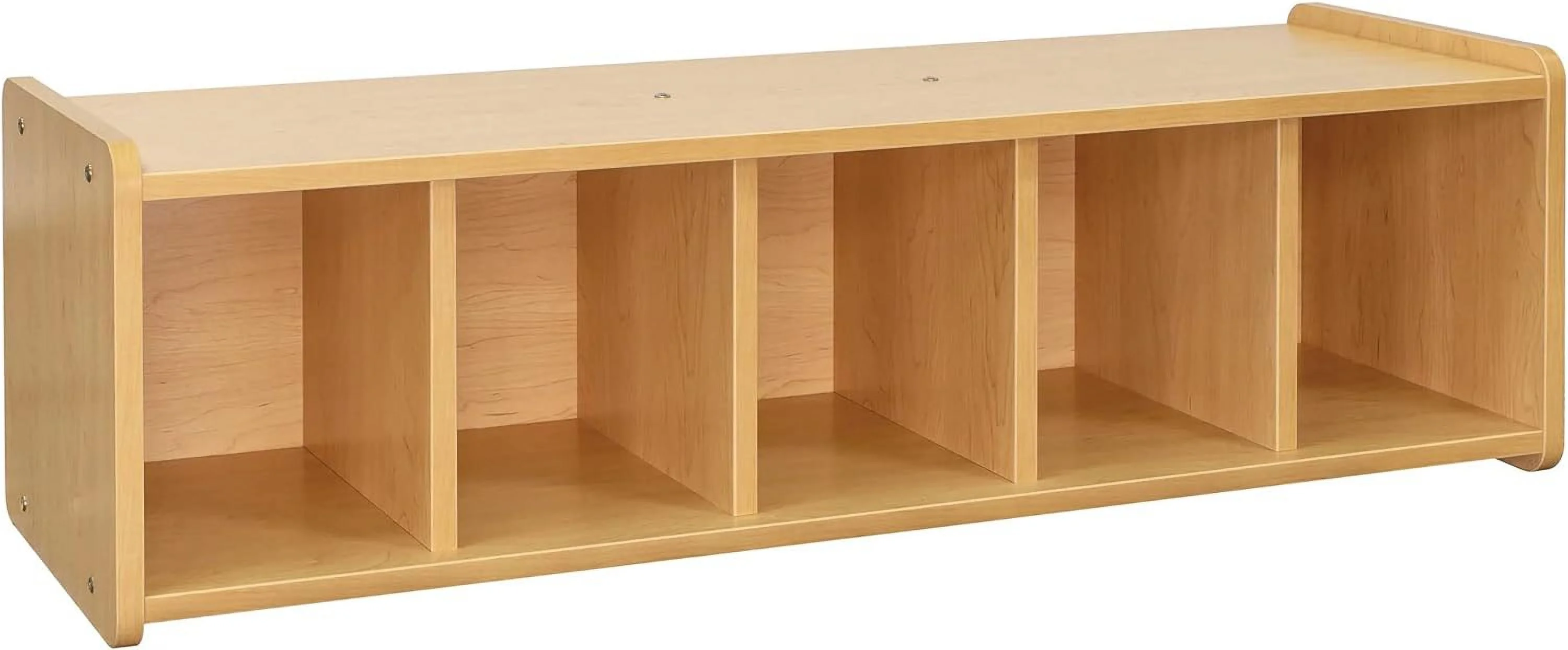 Tot Mate Children's Book Bench Cubby Storage for Classroom, 46" Wide, 5 Cubbies, Wooden, Maple, RTA - Image 4