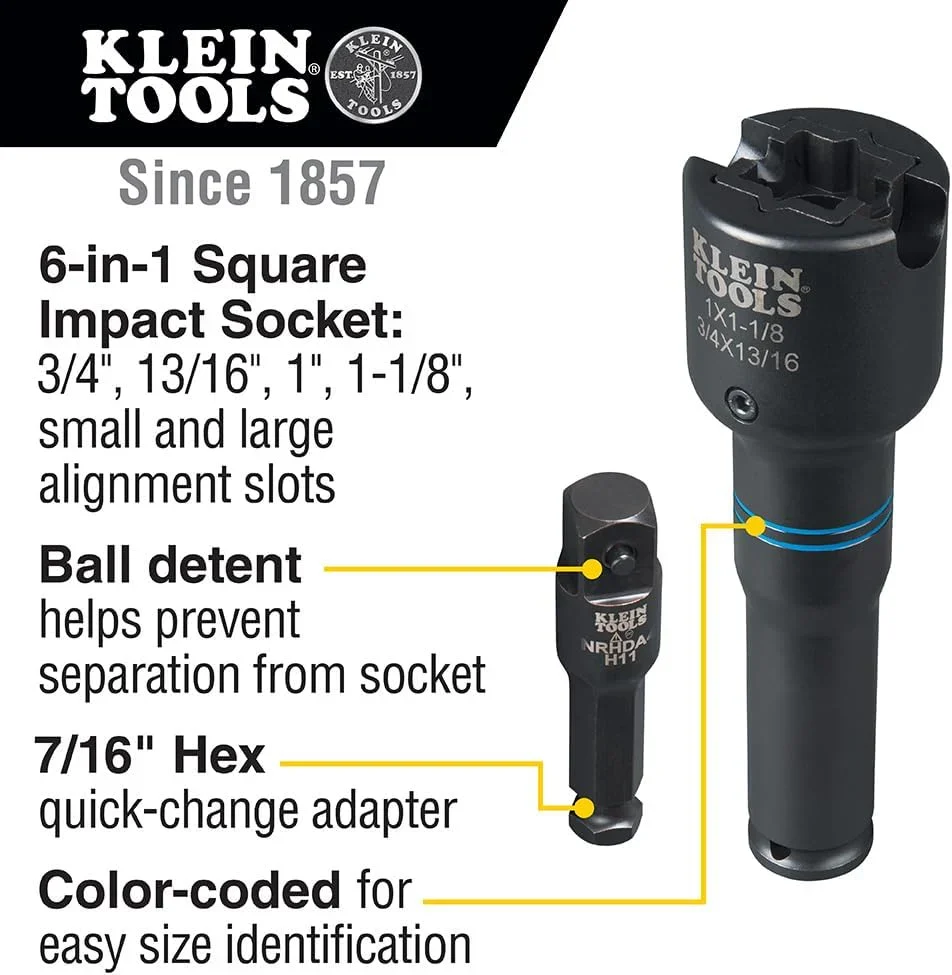 Klein Tools Single-Ended Impact Socket, 3/4-Inch, 1-Inch And 1-1/8-Inch - NRHD3 - Image 24 Klein Tools Single-Ended Impact Socket, 3/4-Inch, 1-Inch And 1-1/8-Inch - NRHD3 - Image 24