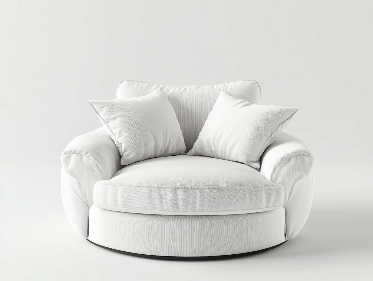 Sillón giratorio blanco con cojines - Tela - Madera - Estilo contemporáneo