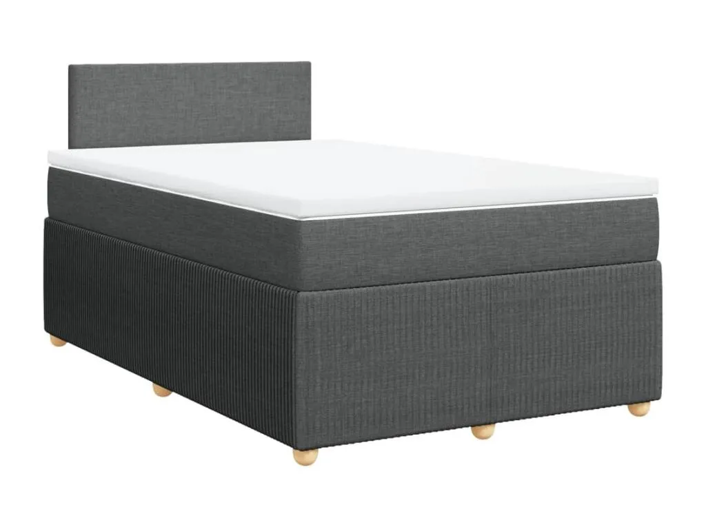 Cama box spring con colchón tela gris oscuro 120x200 cm eon3521104