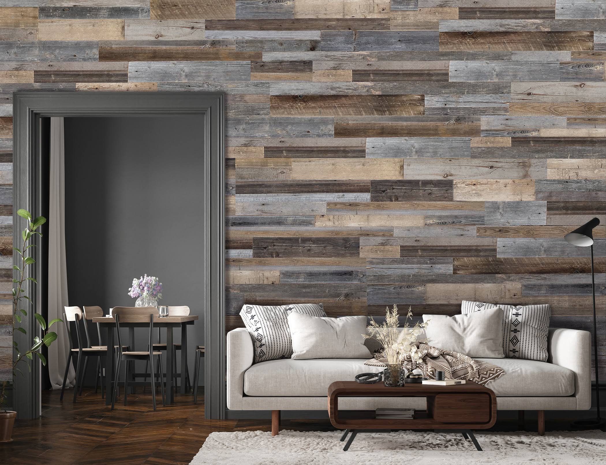 Style Selections 2" x 4' L Natural Real Reclaimed Barnwood Spruce Pine Fir Wall Plank - Each 51014