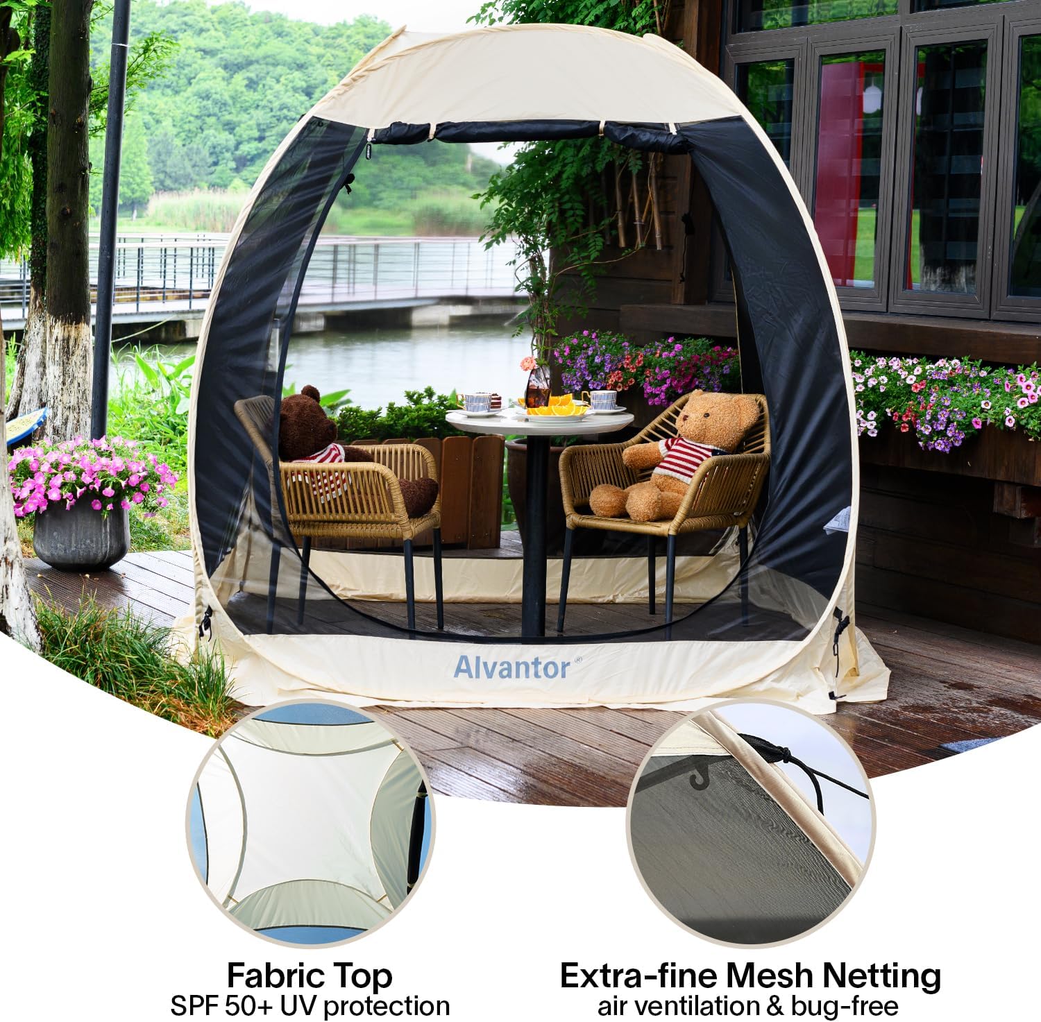 Screen gazebo sleeps 6-10-15 people Igloo-style canopy tent mosquito net on the sides Perfect