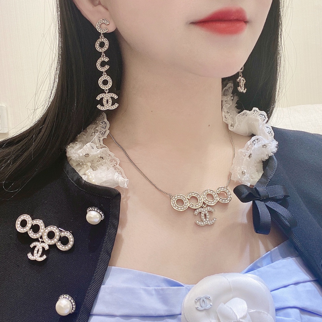 Coco Chanel Brooch Earrings Necklace - Original Replica Club
