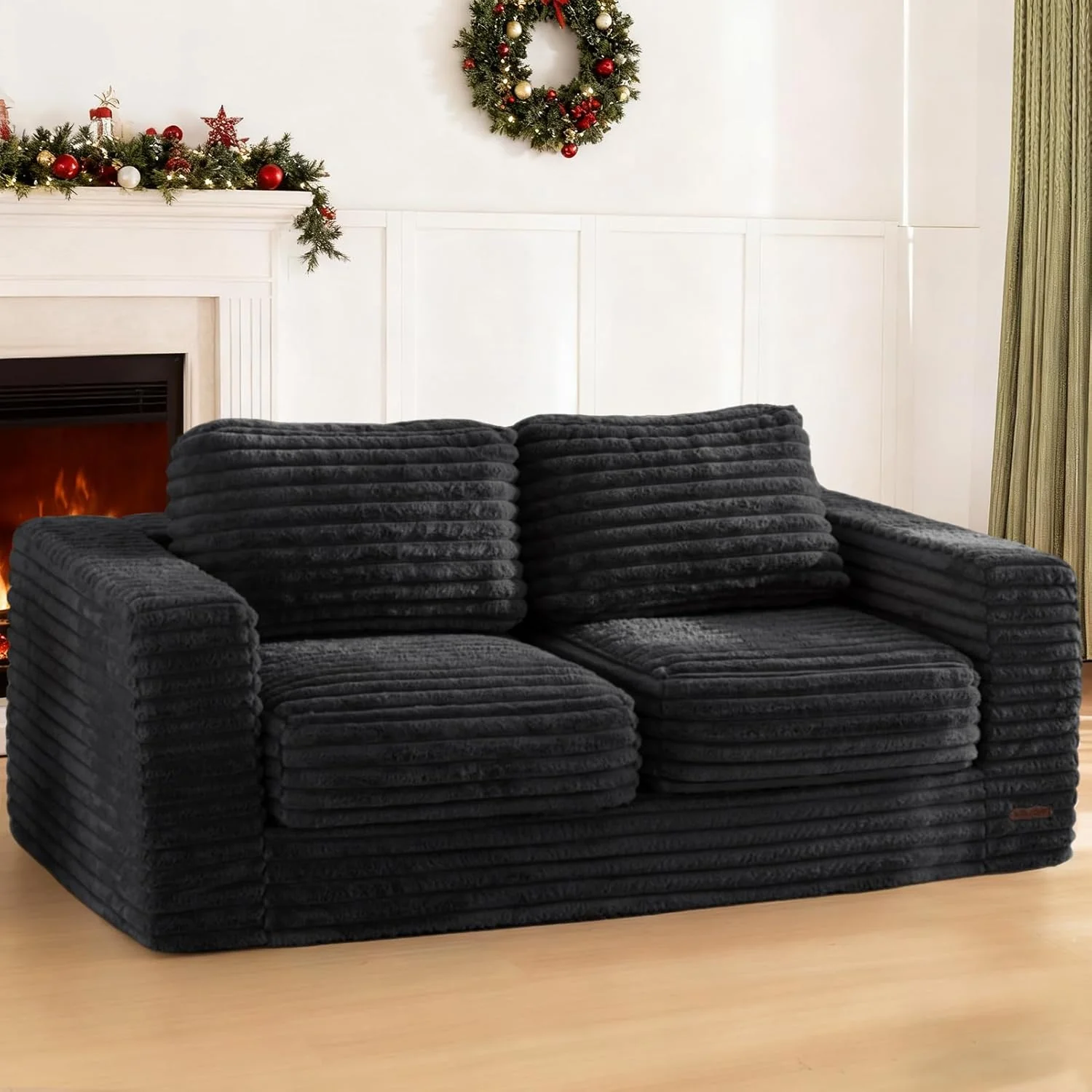 MAXYOYO Bean Bag Chair Two-seat Bean Bag Sofa with Pillows Upholstered Loveseat Floor Sofa