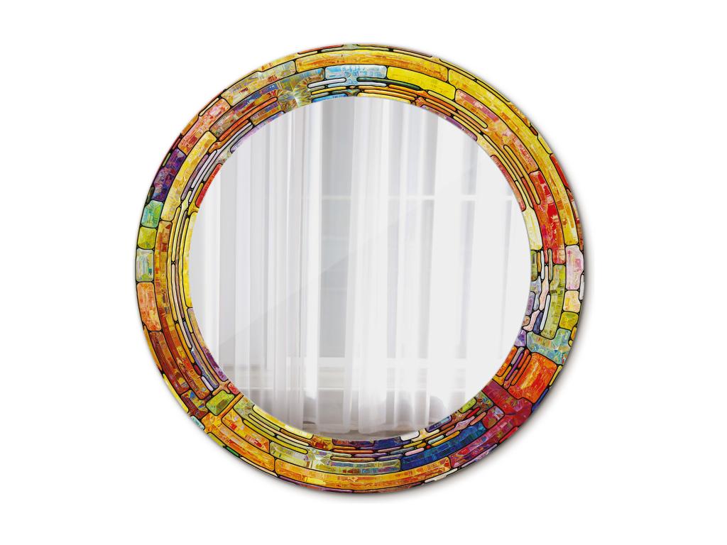 Espejo redondo decorativo - Vitral tintado - 70 cm