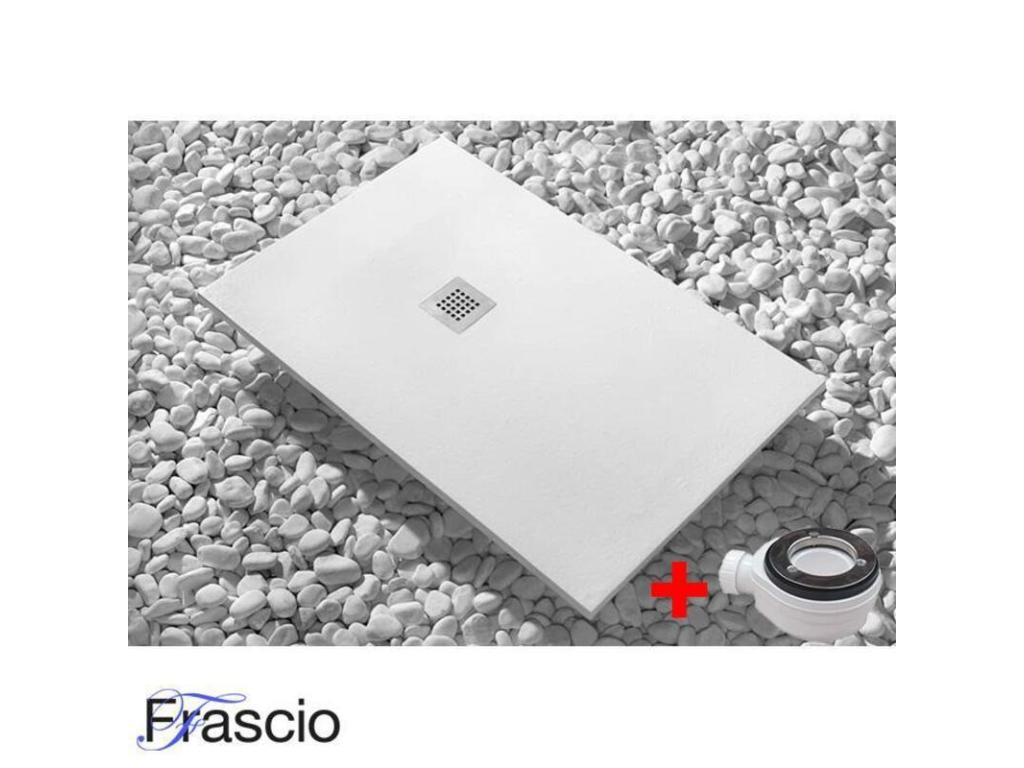 Plato de Ducha 95X100 cm Vulcano Line Extra Fino Blanco En Resina Sintética y Polvo de Mármol Con Desagüe Gratis