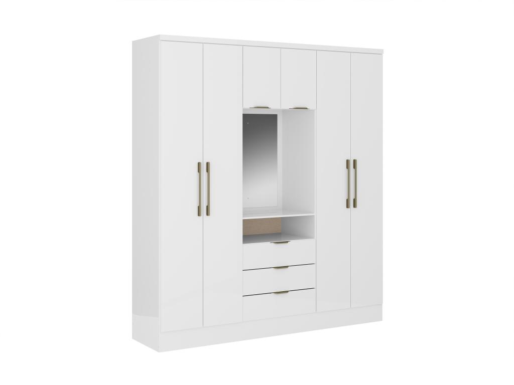 Armario 6 puertas y 3 cajones con espejo l180 cm blanco