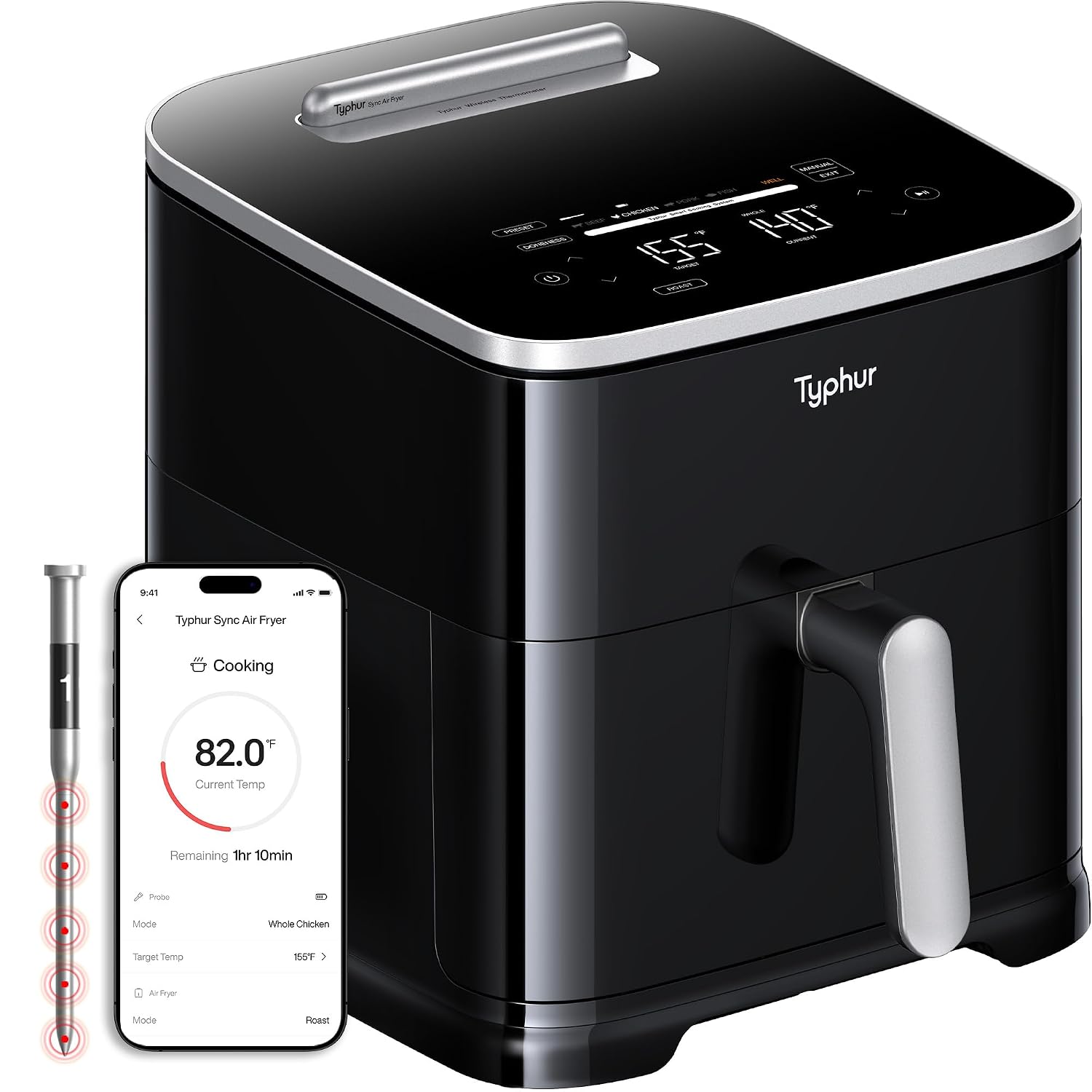 Typhur Sync 8QT AI Smart Air Fryer with Built-in Wireless Meat Thermometer - image 2