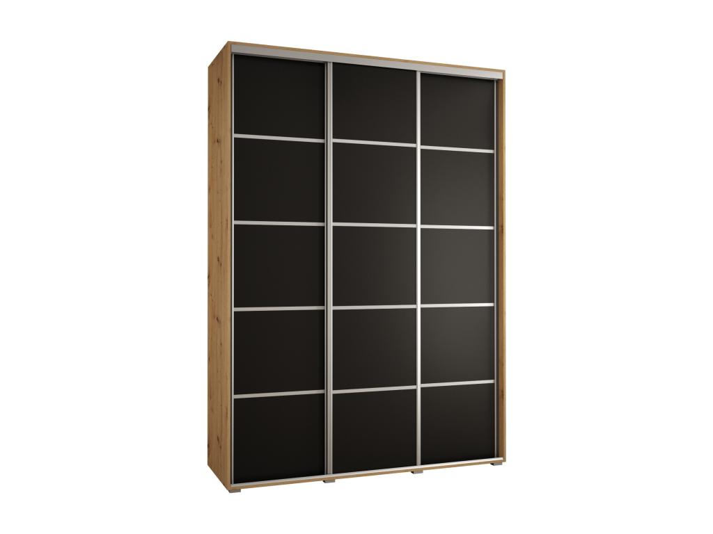 ARMARIO DAVOS 4 DE PUERTAS CORREDERAS 235,2/180/60 3 puertas (Artisan/Negro/Plata)