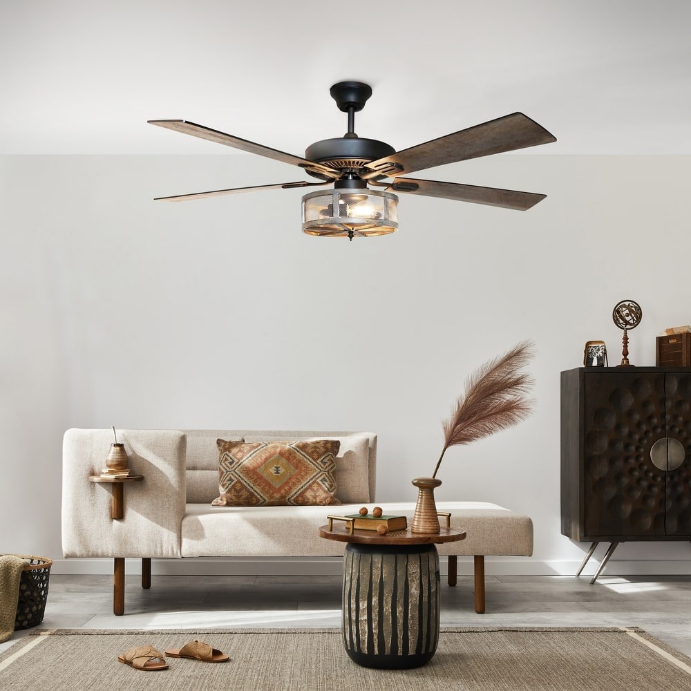 WAYFAIR 52 Farmhouse Style WiFi Smart Enabled Ceiling Fan, Bulbs Included - 52 X 52 X 14/19