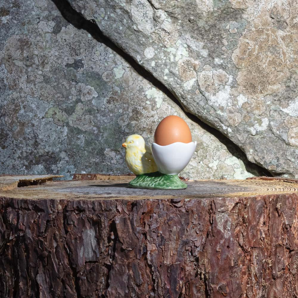 Coquetier coquille d'oeuf avec poussin