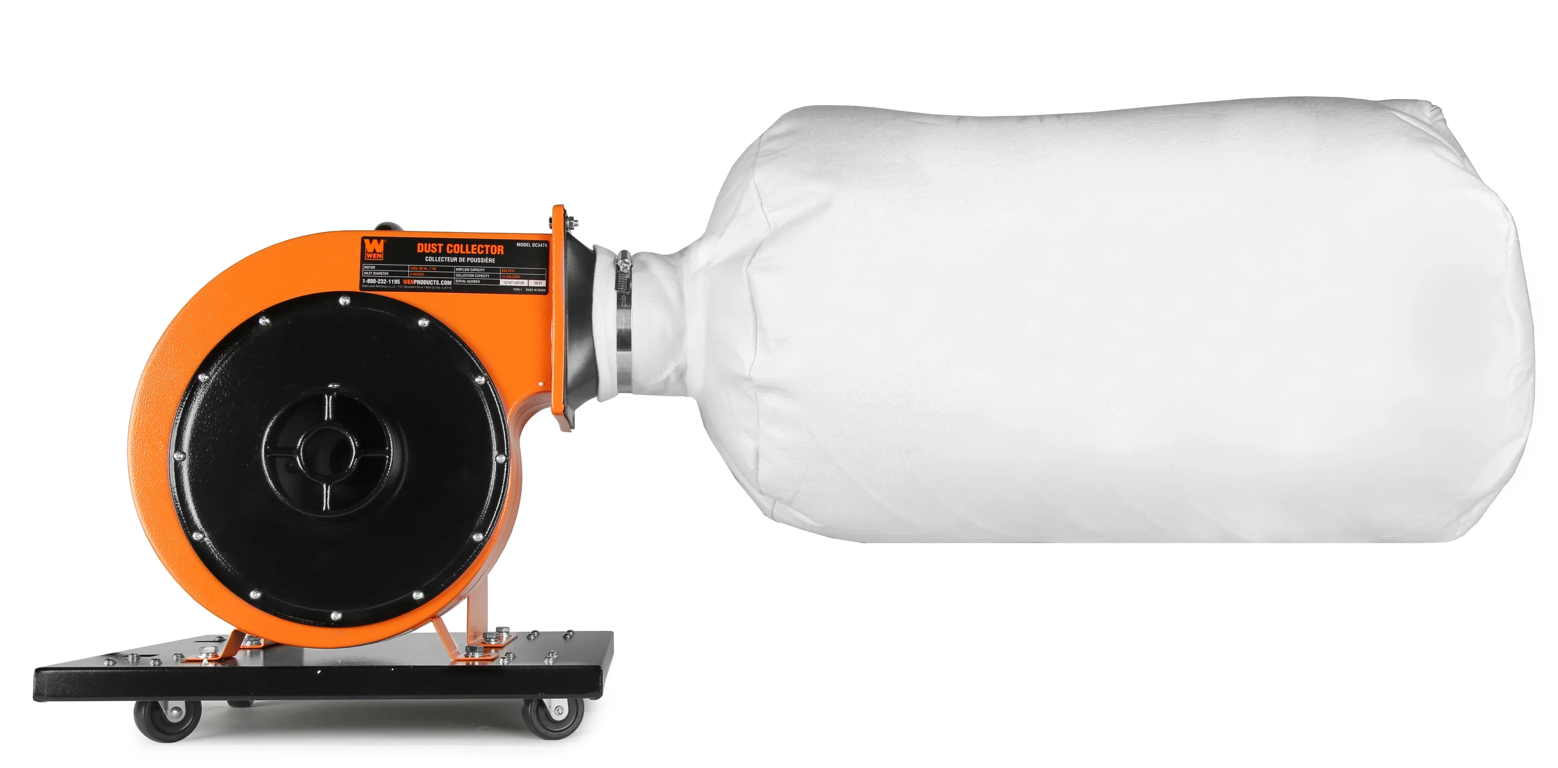 WEN Rolling Dust Collector With 7.4-Amp Induction Motor, 15-Gallon Bag - Image 2 WEN Rolling Dust Collector With 7.4-Amp Induction Motor, 15-Gallon Bag - Image 2