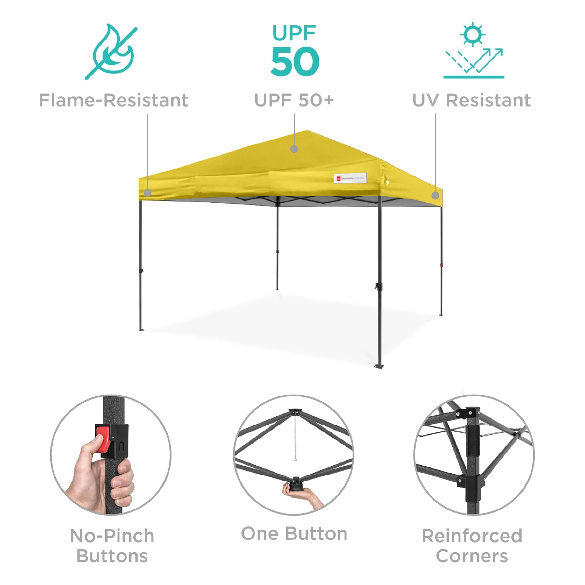 Best Choice Products 10x10ft Easy Setup Pop Up Canopy w/ 1-Button Setup, Wheeled Case, 4 Weight Bags - White - Image 266