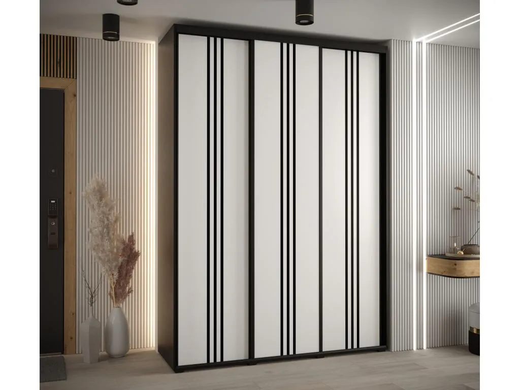 ARMARIO Mobtrendy 6 DE PUERTAS CORREDERAS 235.2/170/60 3 puertas (Negro/Blanco/Negro) 34565yerj