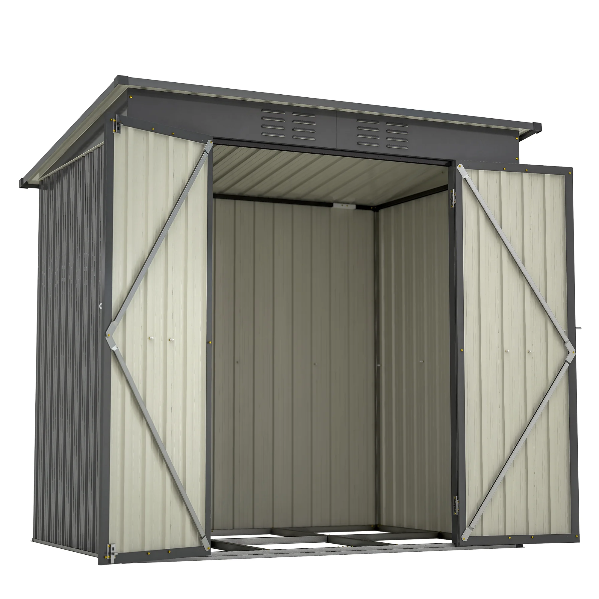 6 x 4 ft Outdoor Storage Shed with Floor Frame, Storage Sheds for Outside with Lockable Door, All Weather Garden Tool Shed with Air Vent for House Backyard Patio Lawn, Black - Image 11