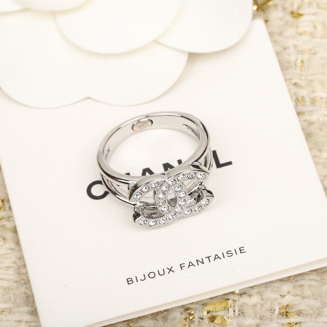 Chanel Silver Diamond Paved Coco Ring - Original Replica Club