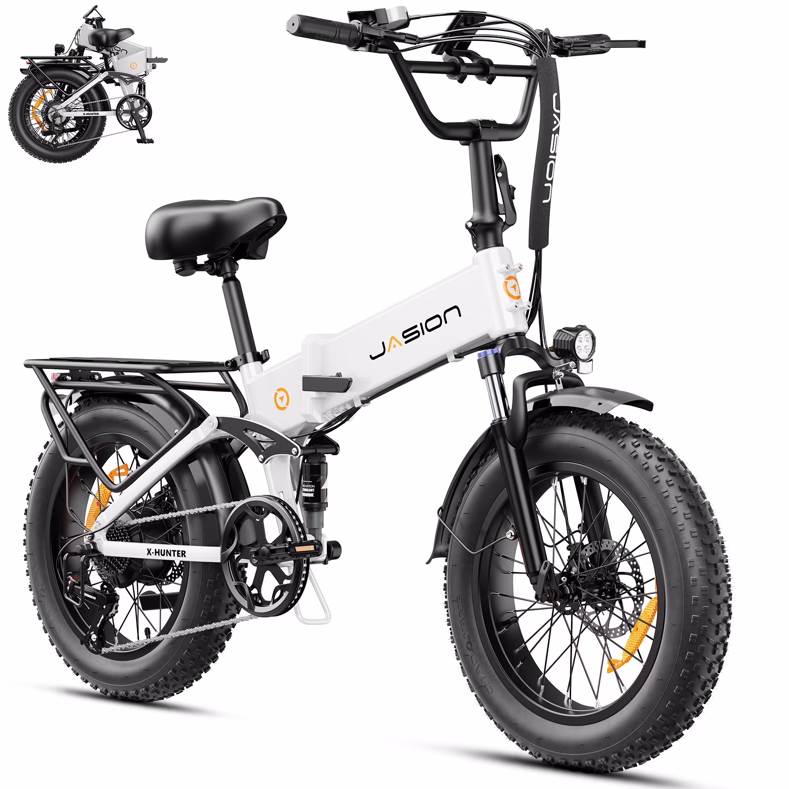 Jasion X-Hunter Electric Bike for Adults, 750W Motor Electric Bicycle with 48V 13AH Removable Battery, 20" x4.0 Fat Tire Folding Ebike, Full Suspension, 7-Speed Bicycles - Image 5