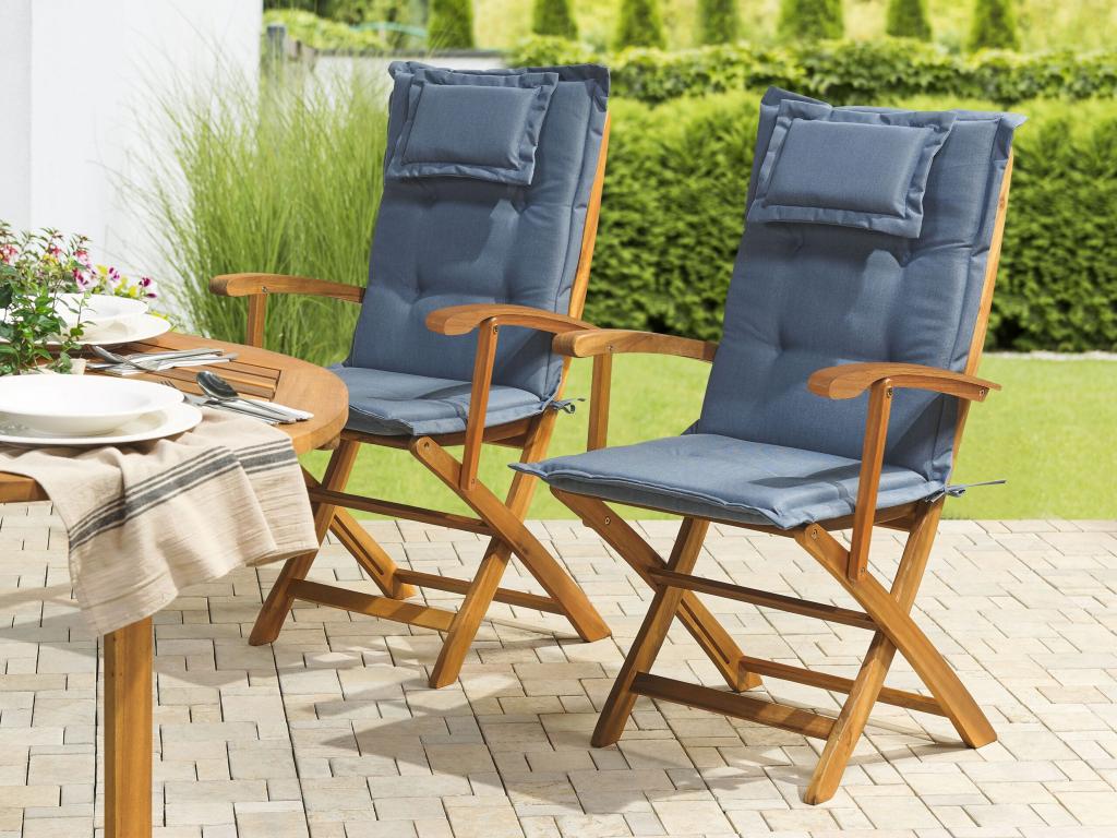 Conjunto de 2 cojines para silla de jardín azul MAUI