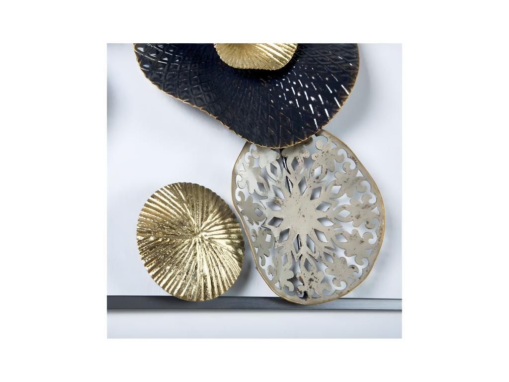 Adorno pared 50cm marco circulo plato, negro y oro mariella