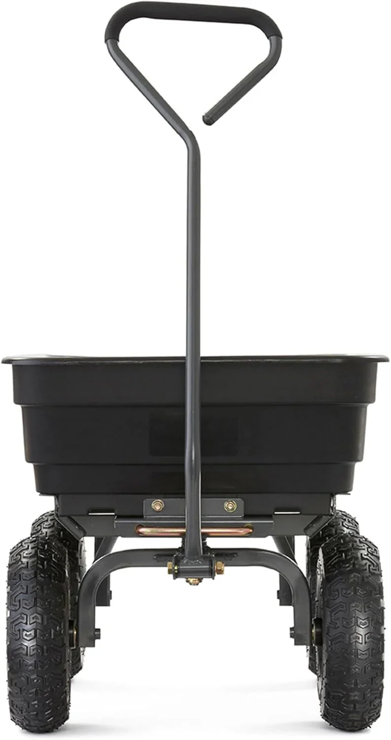 Heavy Duty Poly Utility Dump Wagon Garden Cart w/Pneumatic Tires, 6 Cu Ft - 1200 lb Capacity Outdoor Wheelbarrow for Yard, Landscaping & Gardening, Lawn Tractor or ATV Towable-Gorilla Carts
