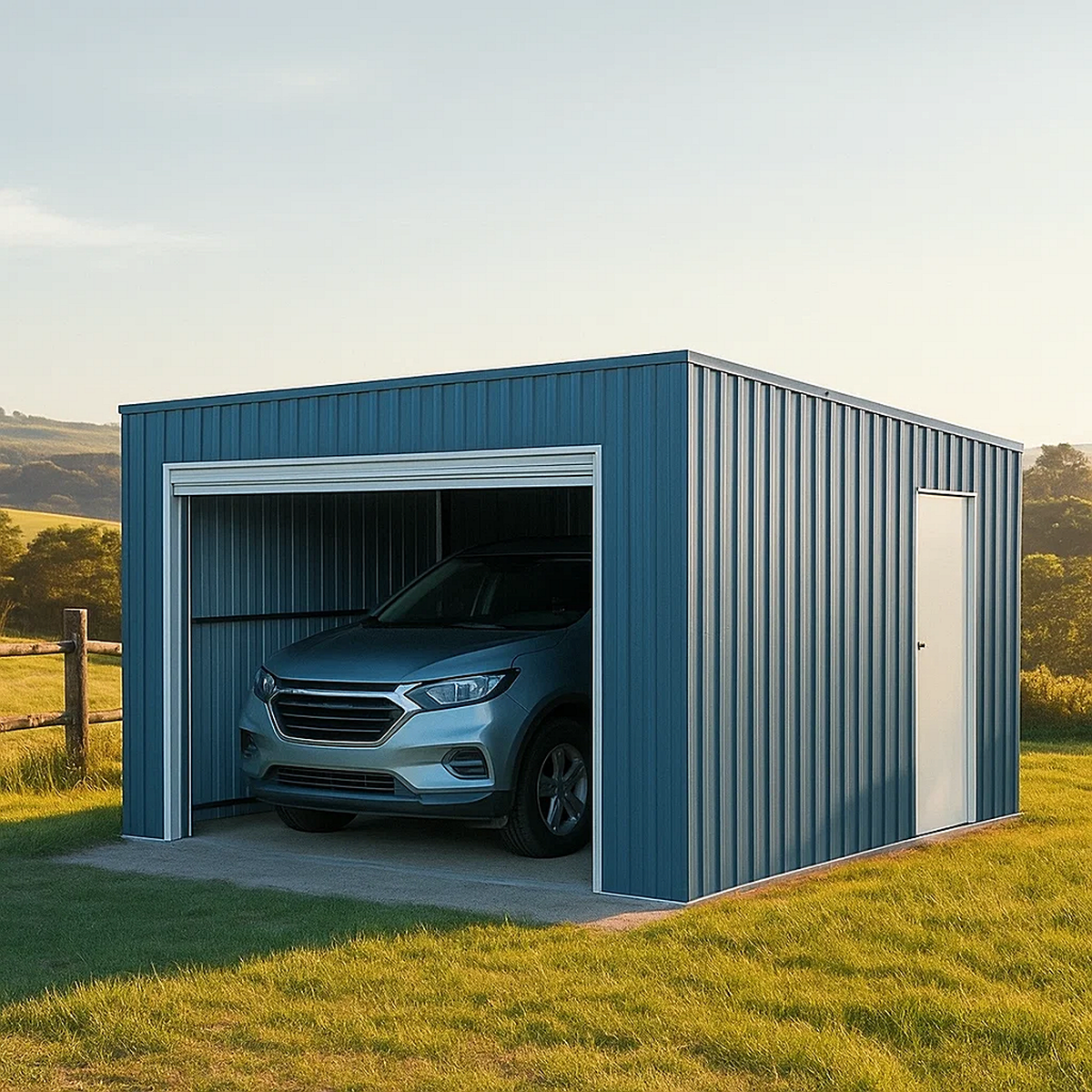 Garaje en metal con puerta enrollable - 5,20 x 3,00 x 2,55 m
