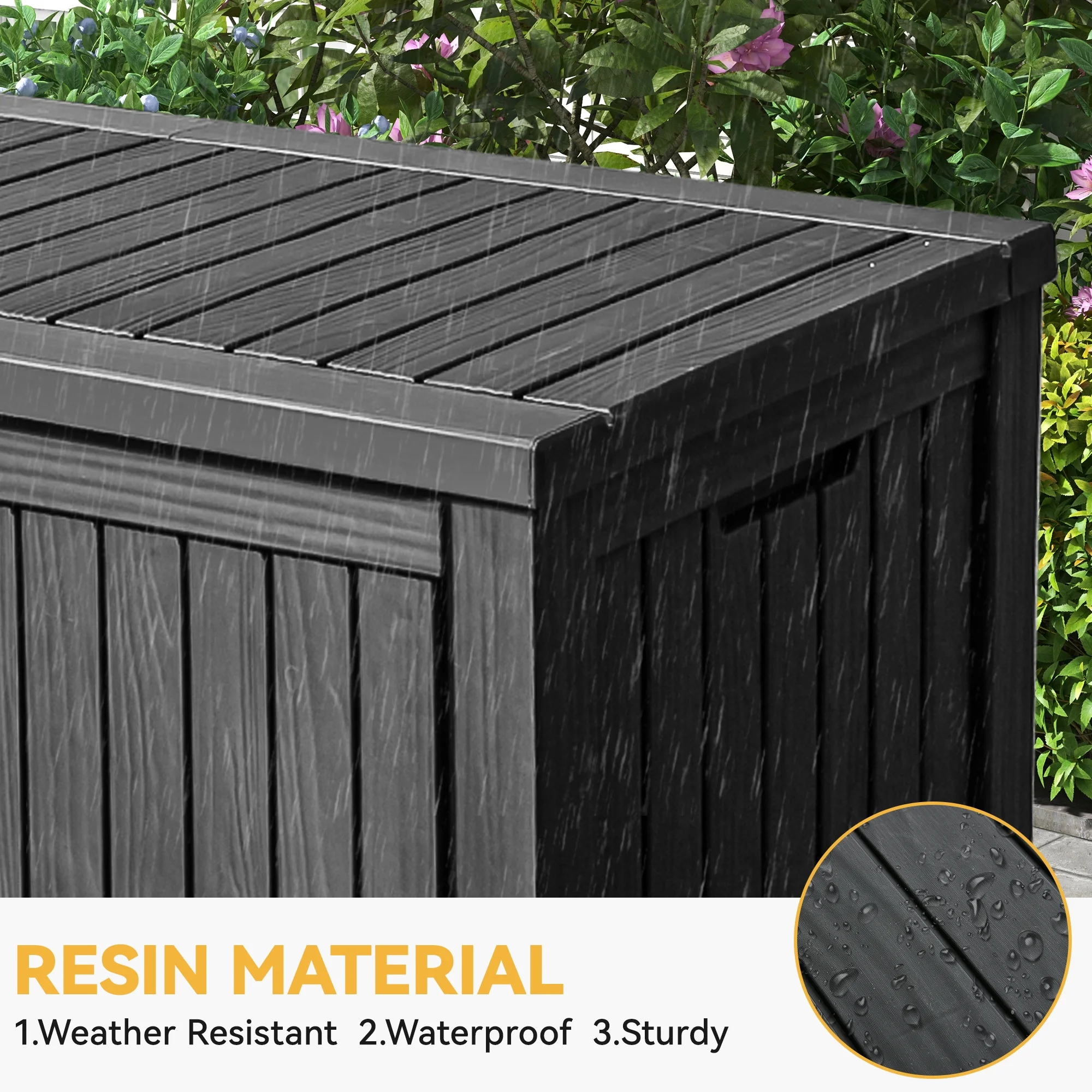 Uforic 150 Gallon Outdoor Storage Deck Box , Large Outdoor Storage Organized w/Divider,for Patio Furniture,Garden Tools, Black - Image 2