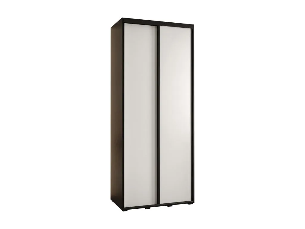 Armario Davos 1 corredero compacto 235,2x100x45 cm 2 puertas negro/blanco lkc2648533