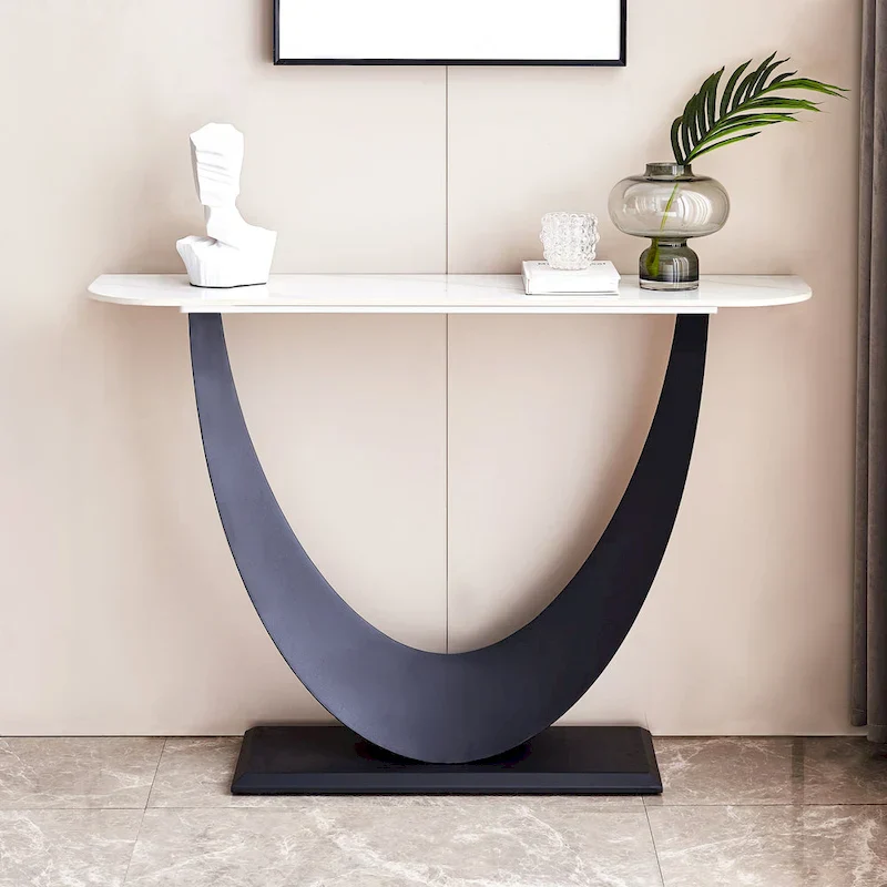 Contemporary Console Table with Elegant Design, Metal Frame, and Adjustable Foot Pads for Entryway