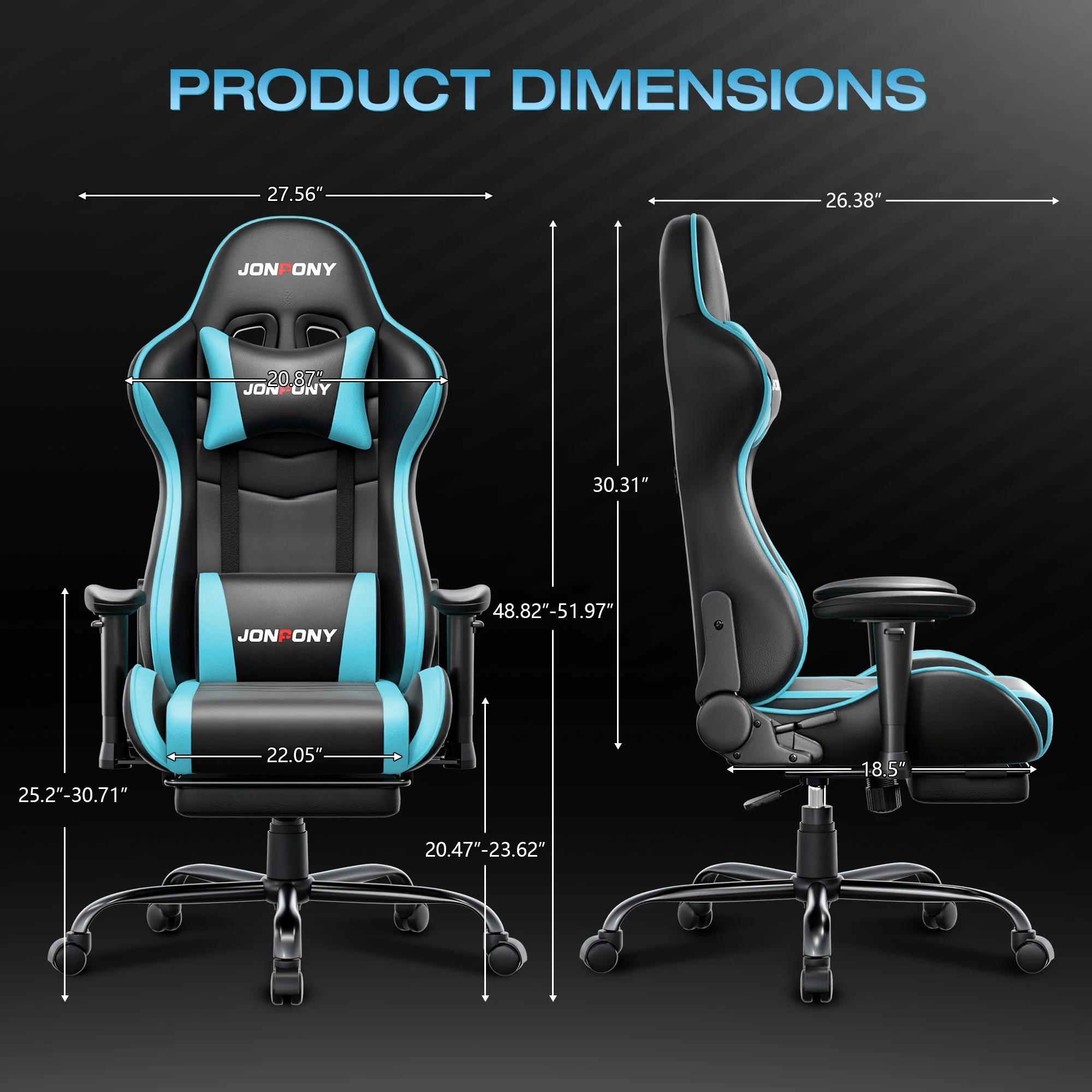 JONPONY Big and Tall 500LBS Gaming Chair, Ergonomic Design, Gamer Chair PU Leather with Footrest and Lumbar Support, High Back Office Chair Support 8 Hours Long Sitting, Computer Chair,Red - Image 78