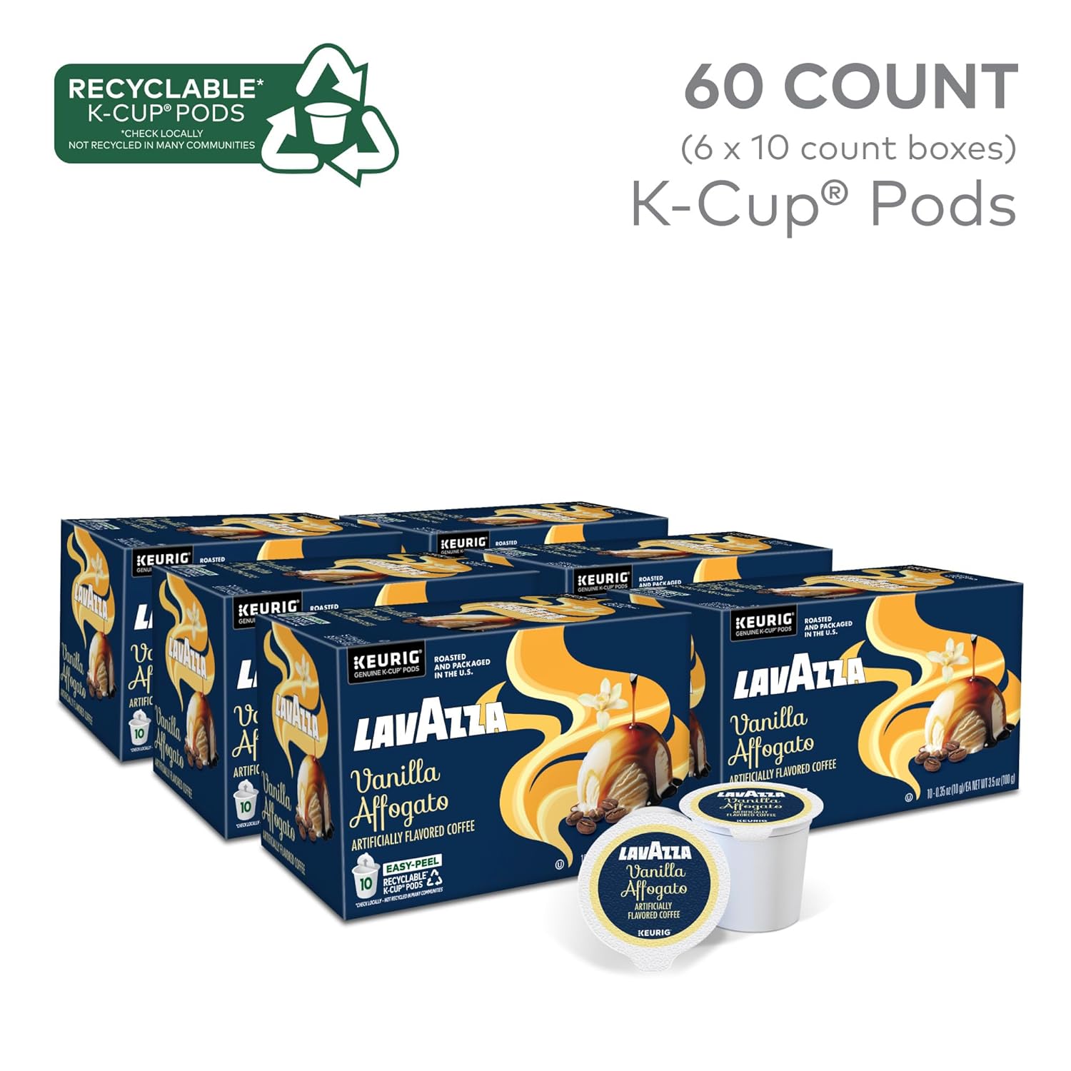 Lavazza Vanilla Affogato Coffee. Single Serve Keurig K-Cup Pods. Flavored Coffee. 60-Count Box (6 Packs of 10)