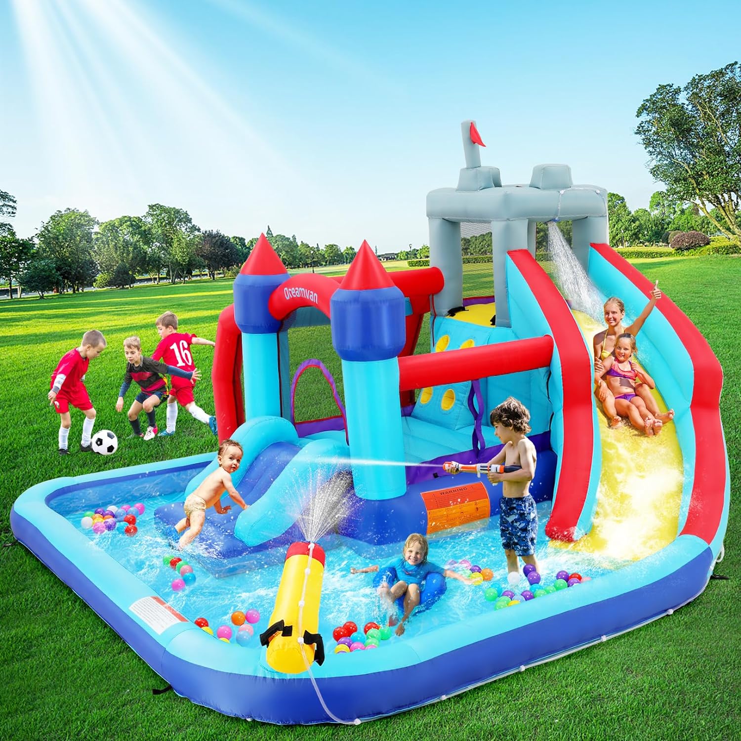 ROOJER Inflatable Water Slide Bounce House 8-in-1 With 450W Blower - Crocodile Water Park - Image 3 ROOJER Inflatable Water Slide Bounce House 8-in-1 With 450W Blower - Crocodile Water Park - Image 3