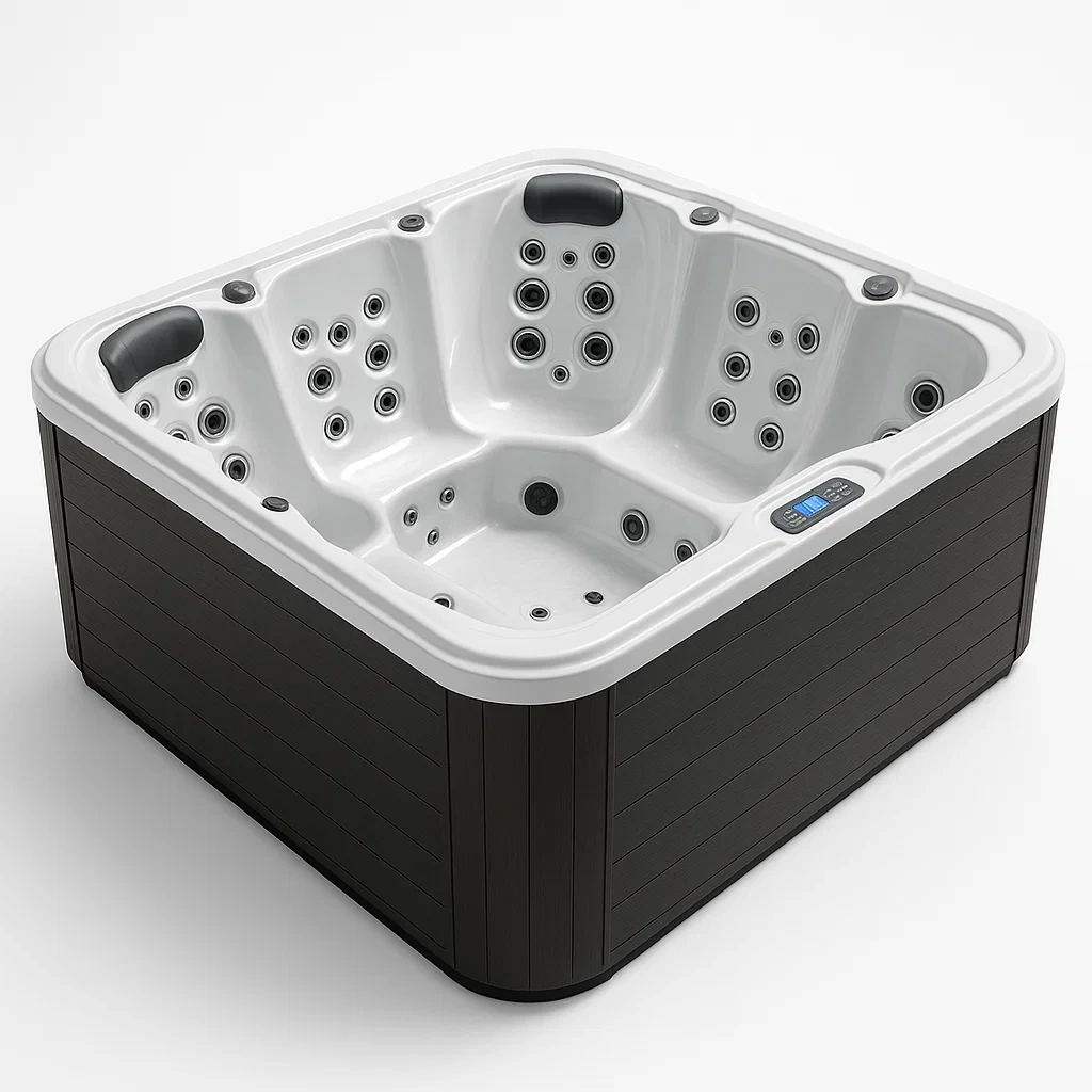 Spas rígidos 200x200x80 cm, 4 asientos, Cuadrado, Gris/Blanco akTipNK437De